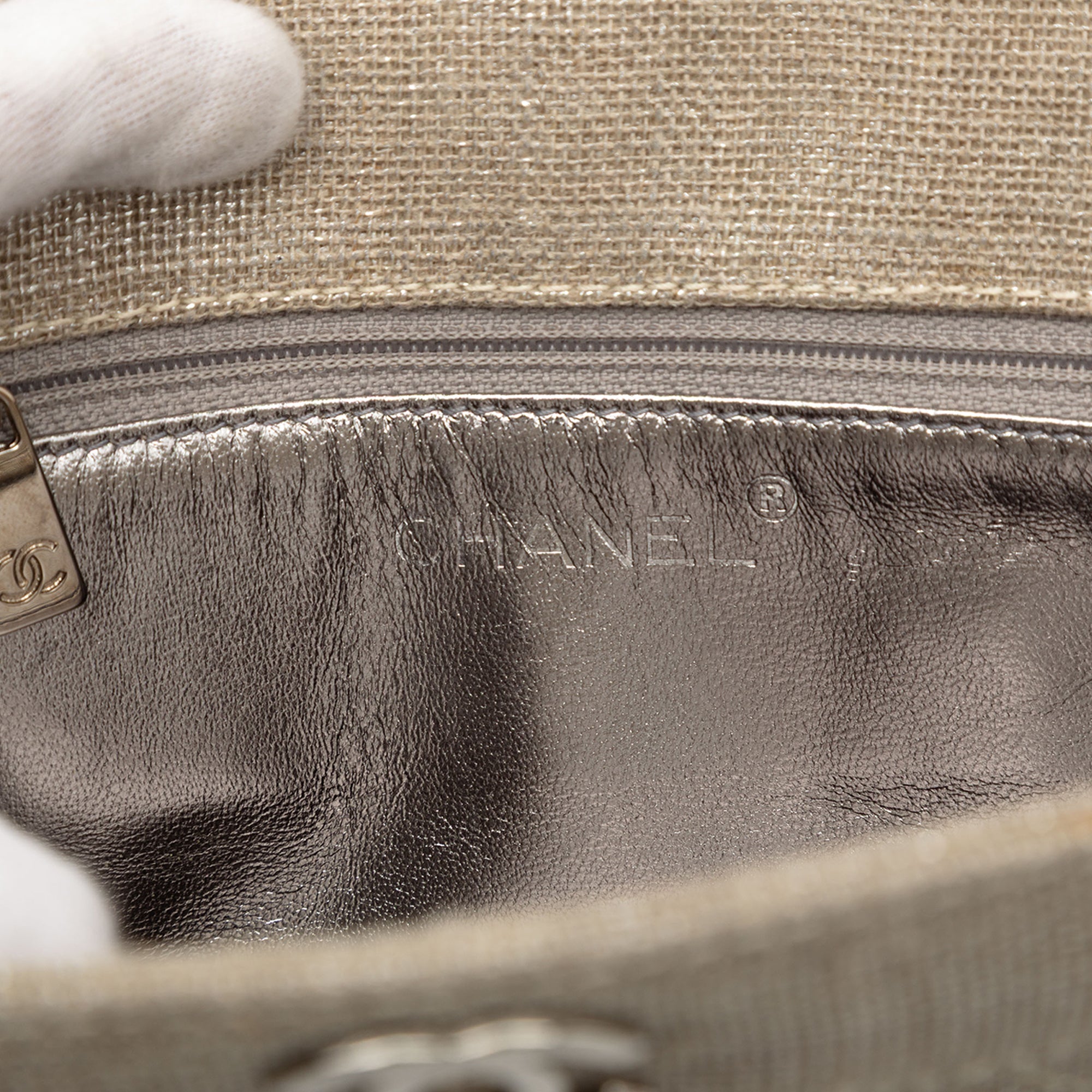 Chanel Mini CC Stitched Linen Chain Tote - image 5