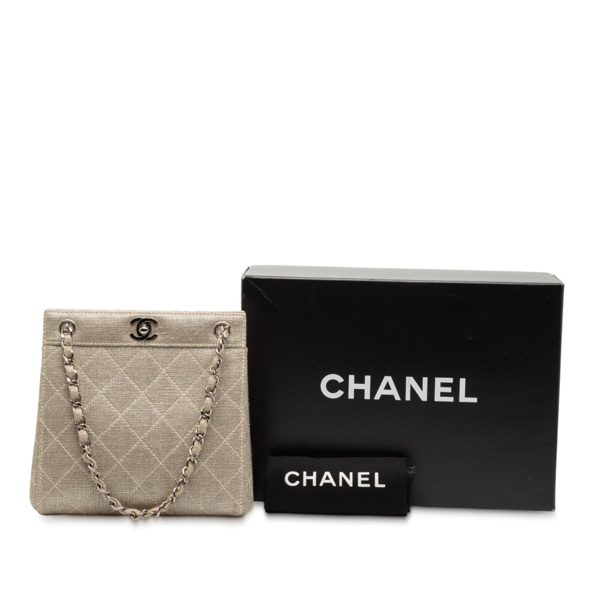 Chanel Mini CC Stitched Linen Chain Tote - image 8