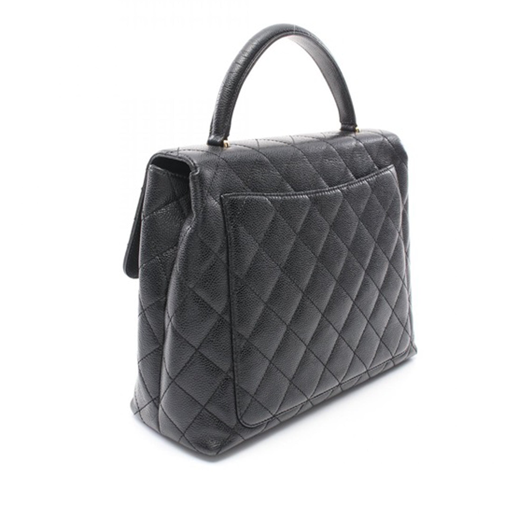 Chanel CC Quilted Caviar Kelly Top Handle Bag - image 2