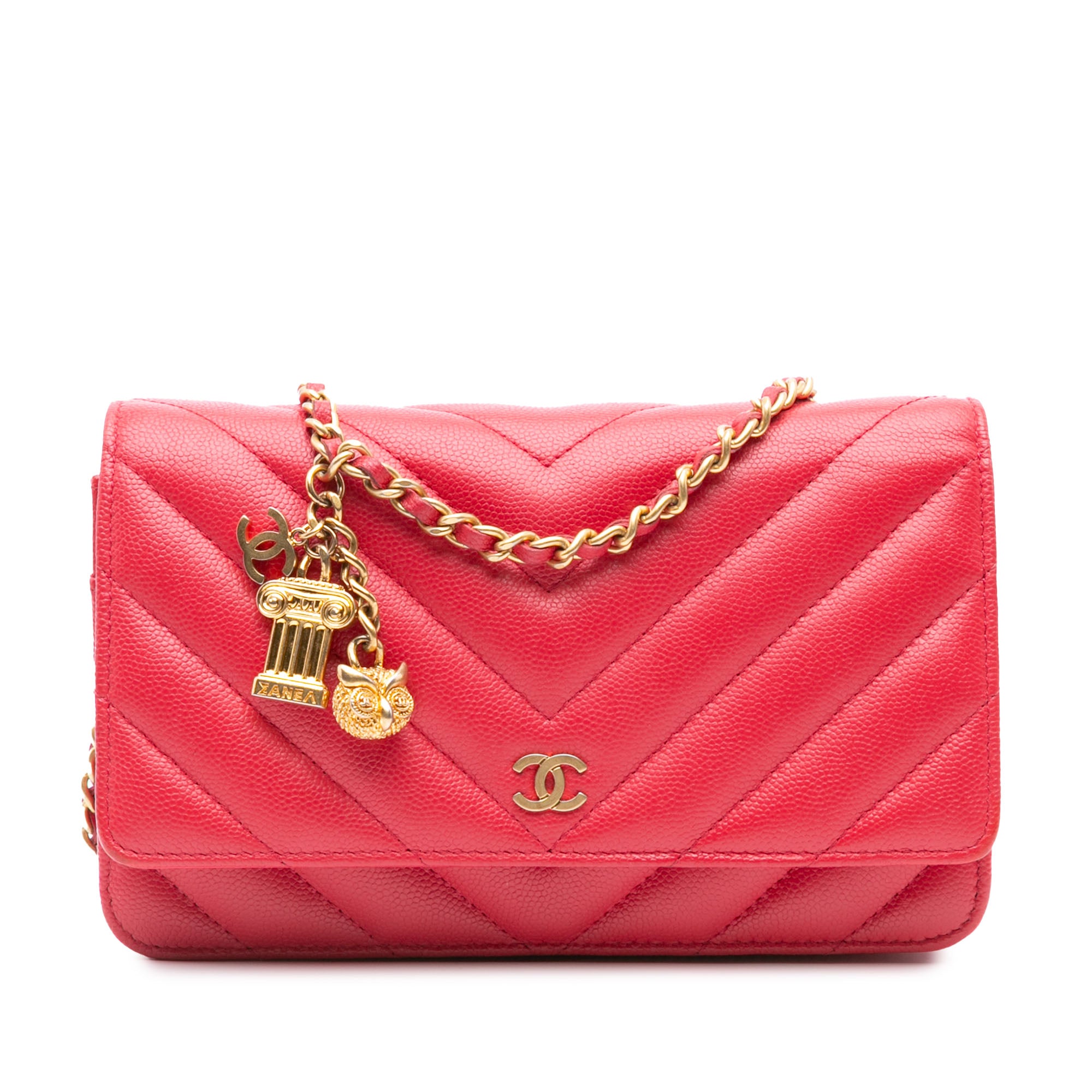 Chanel CC Chevron Caviar Ancient Greek Charms Wallet On Chain - image 1