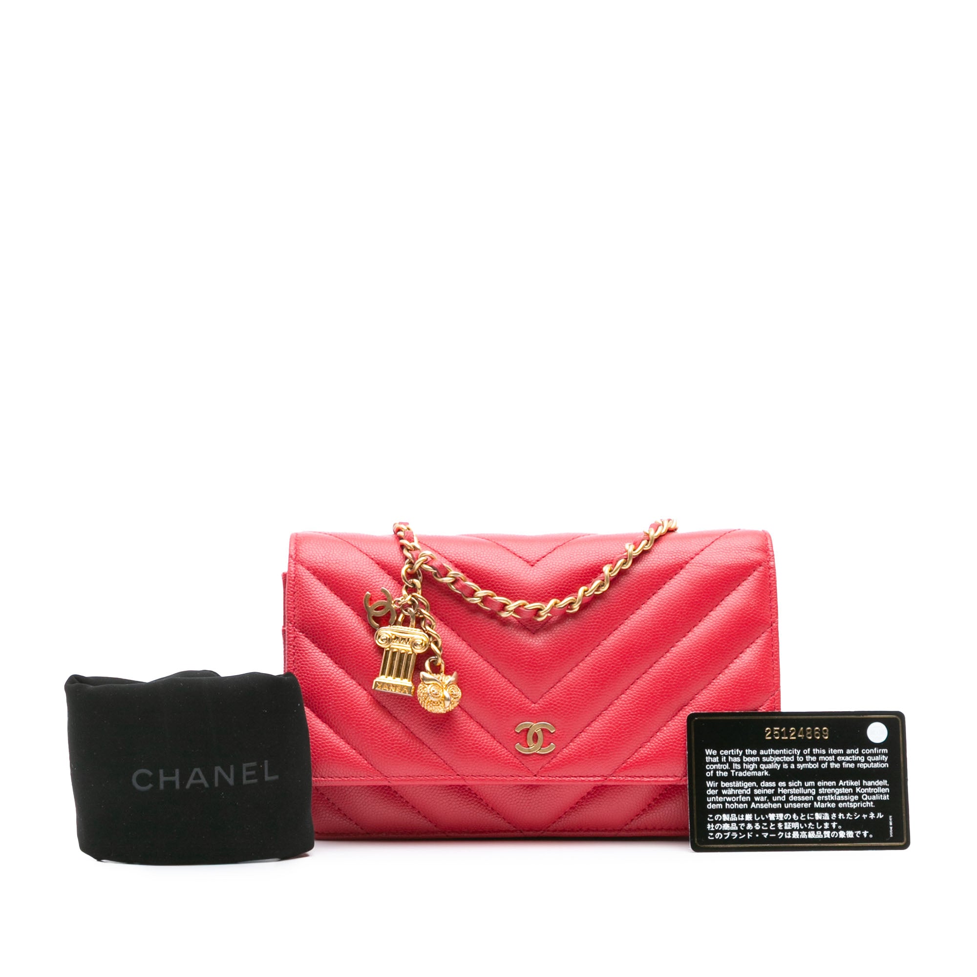 Chanel CC Chevron Caviar Ancient Greek Charms Wallet On Chain - image 11