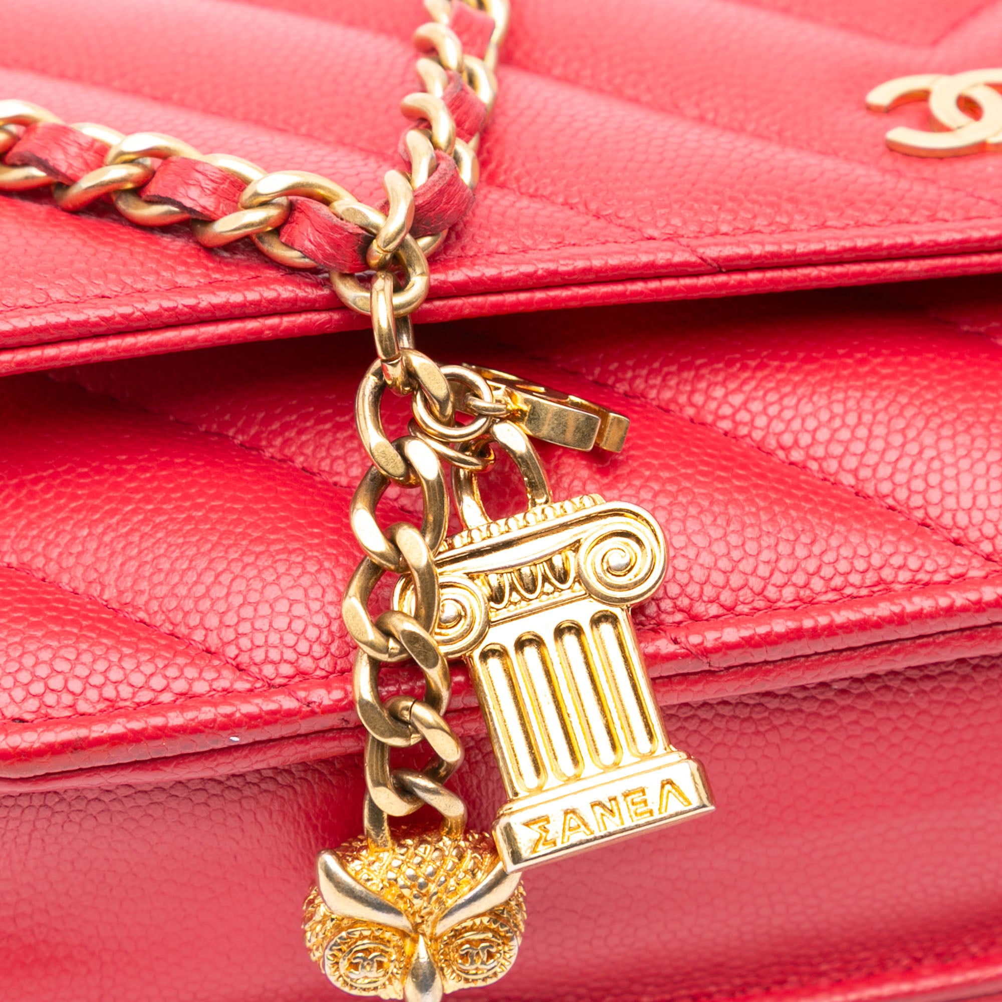 Chanel CC Chevron Caviar Ancient Greek Charms Wallet On Chain - image 7