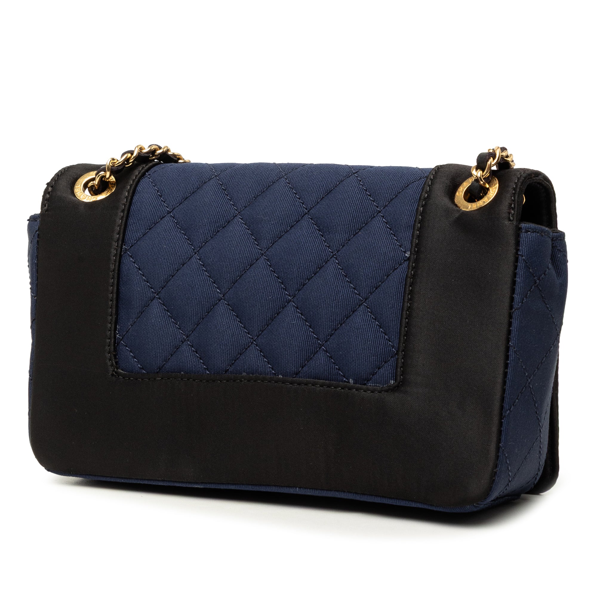 Chanel Small Bicolor Quilted Grosgrain Satin Small Mademoiselle Double Flap - image 2