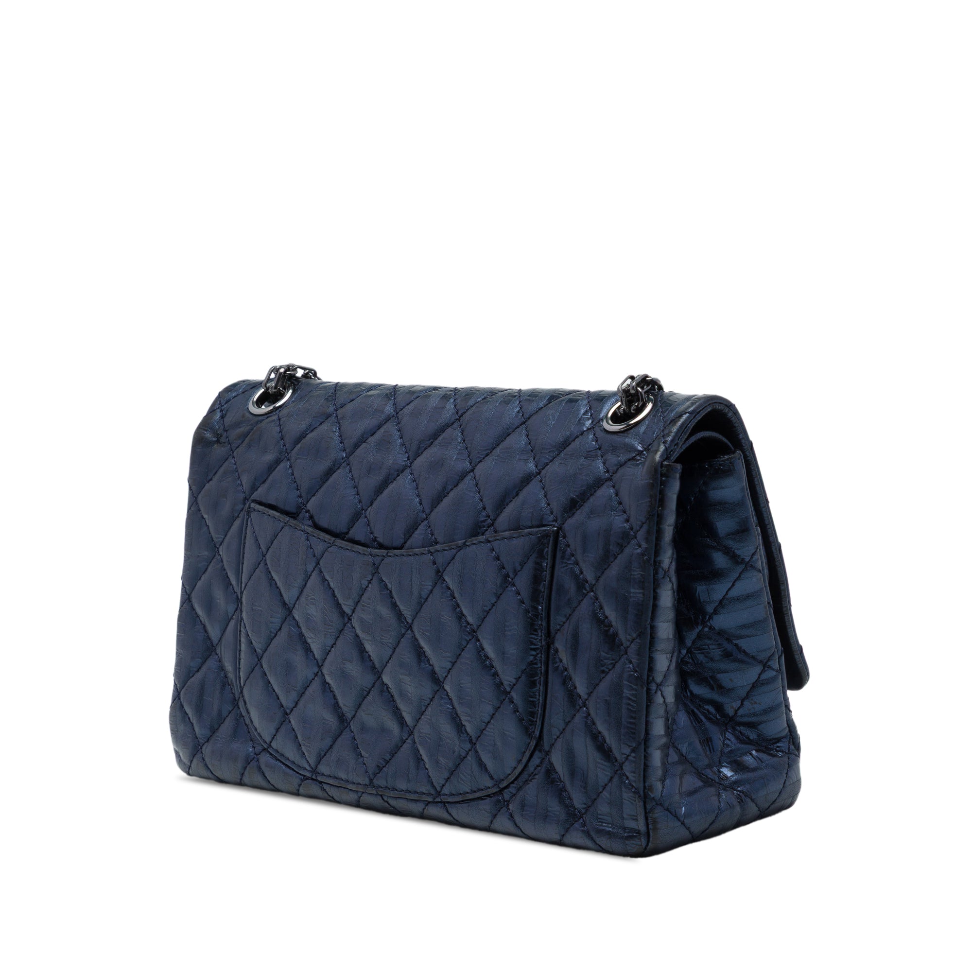 Chanel Quilted Metallic Striped Aged Calfskin Reissue 2.55 Accordion Flap 226 - image 2