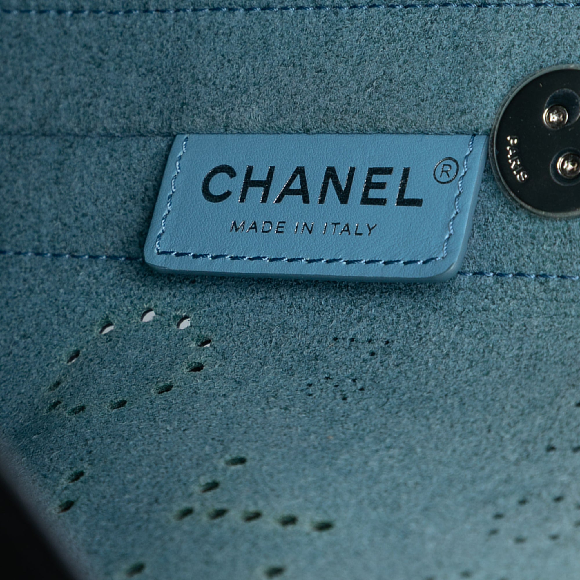 Chanel Small Perforated Calfskin Logo Eyelet Bucket Bag - image 5