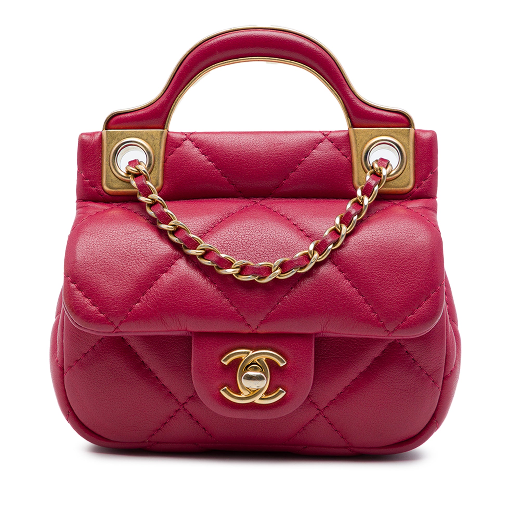 Chanel Quilted Calfskin Lady Card Holder with Chain Top Handle Bag - image 1