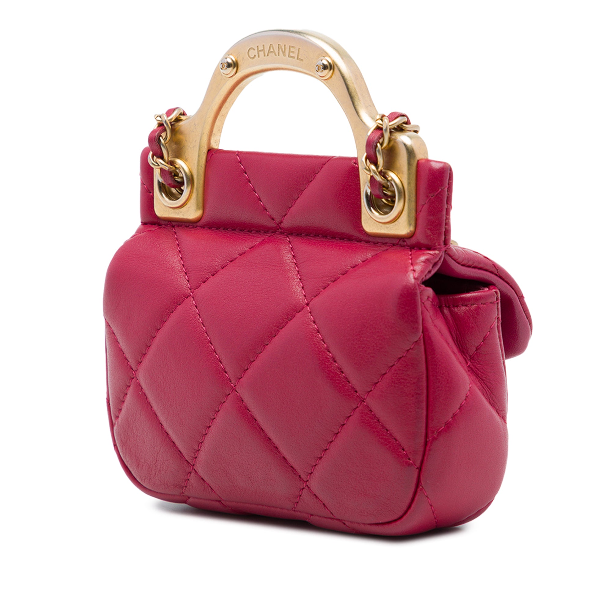 Chanel Quilted Calfskin Lady Card Holder with Chain Top Handle Bag - image 2