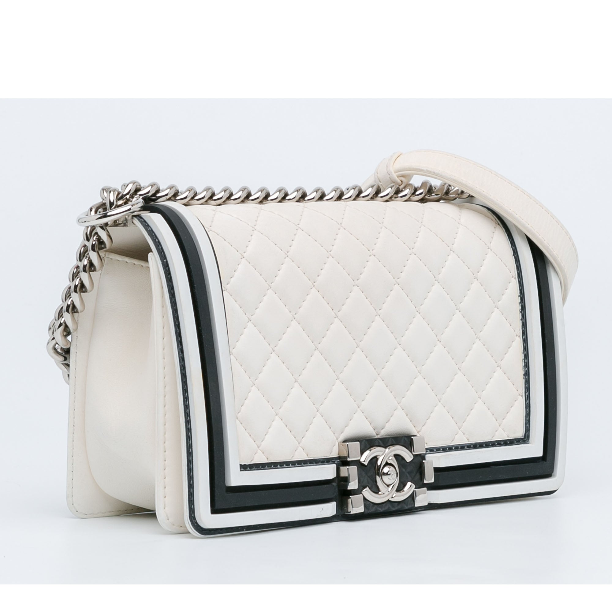 Chanel Old Medium Bicolor Quilted Lambskin and Rubber Boy Flap - image 2