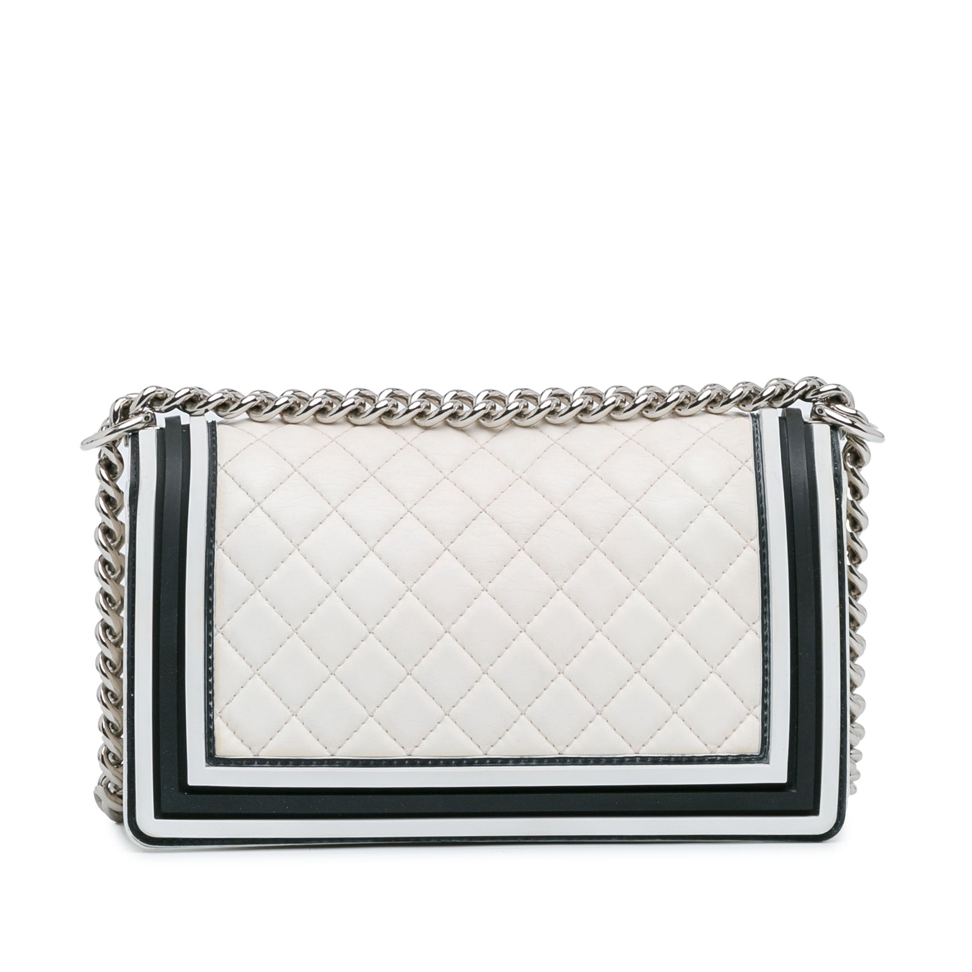Chanel Old Medium Bicolor Quilted Lambskin and Rubber Boy Flap - image 3