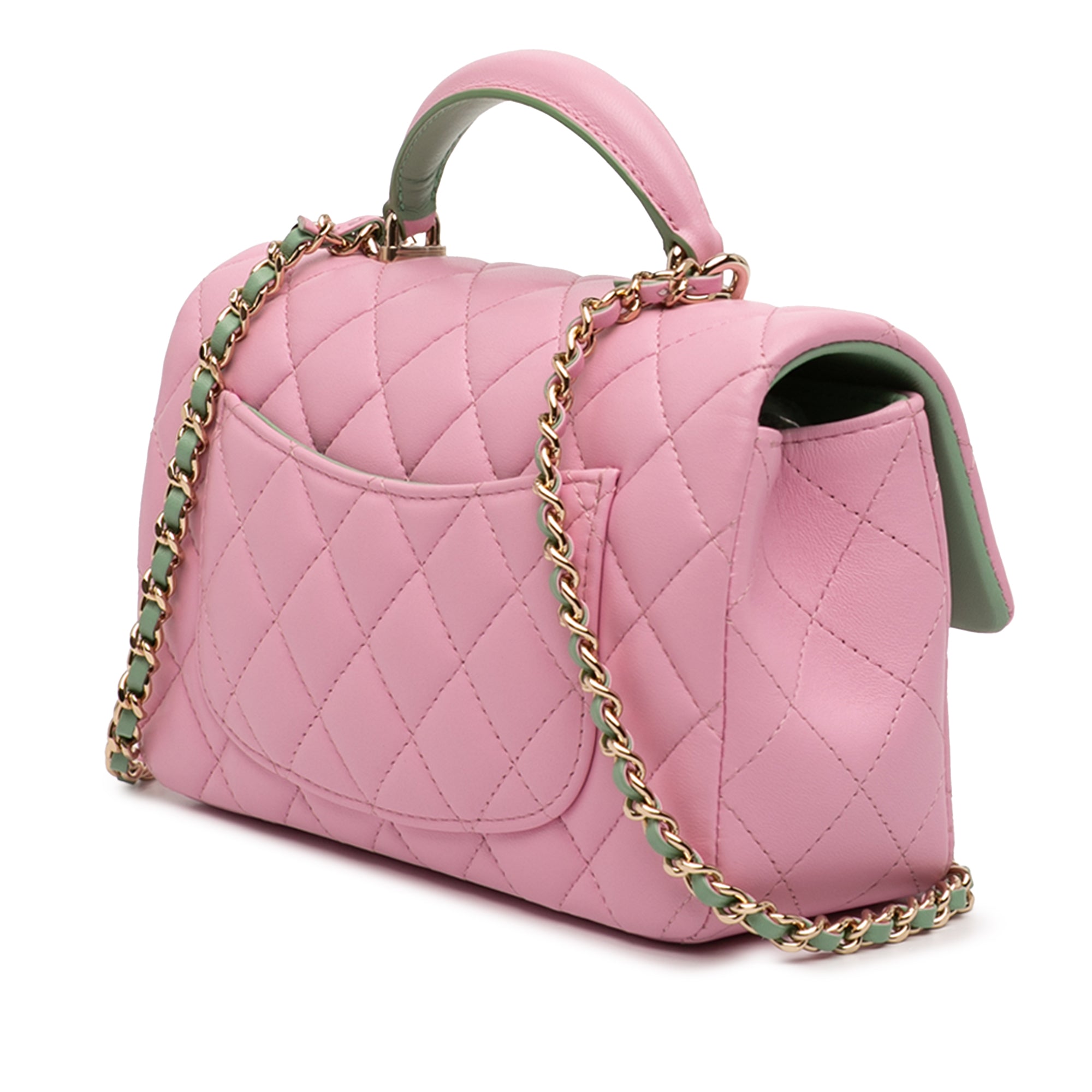 Chanel Mini Rectangular Bicolor Quilted Lambskin Top Handle Flap - image 2