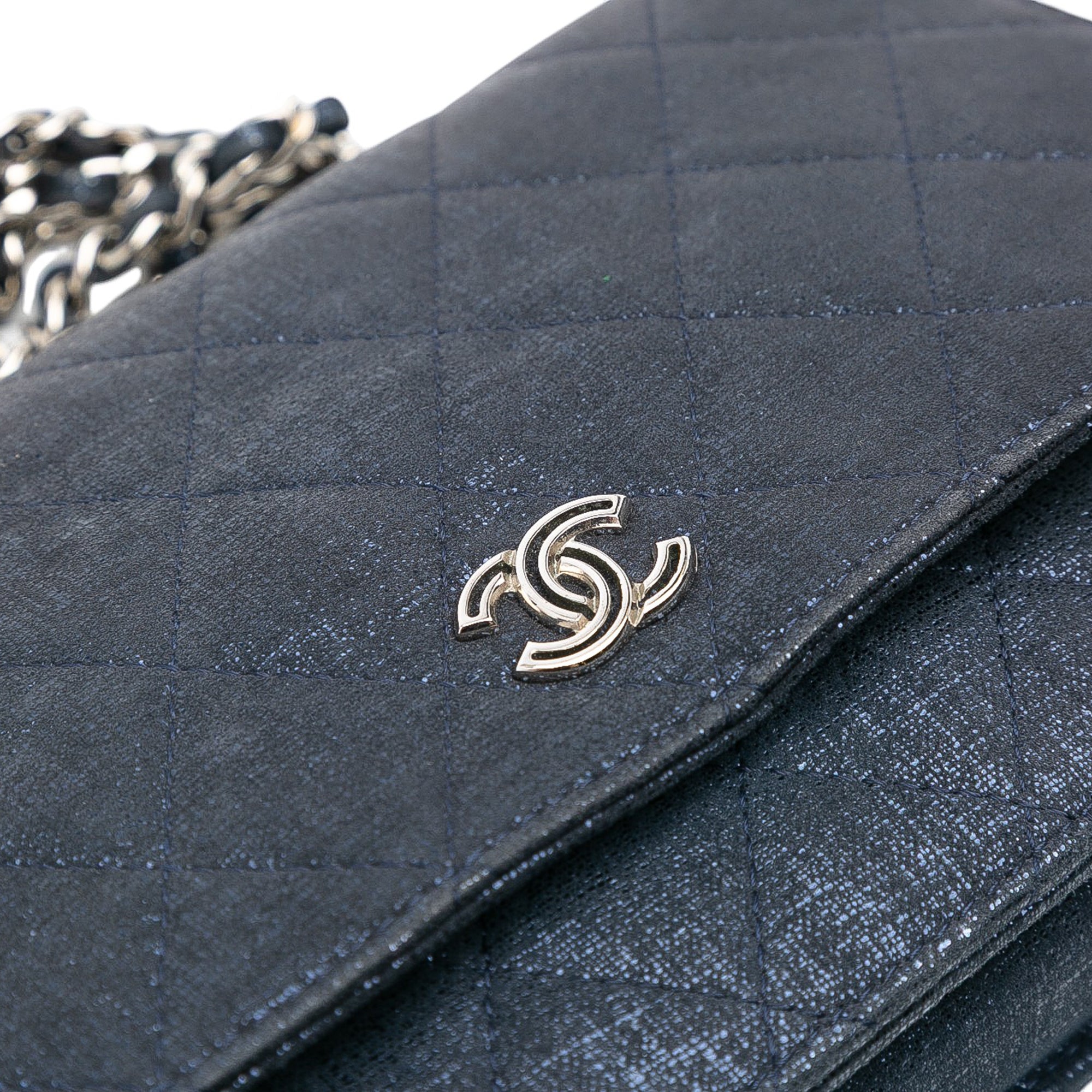 Chanel CC Quilted Metallic Fabric Wallet On Chain - image 9