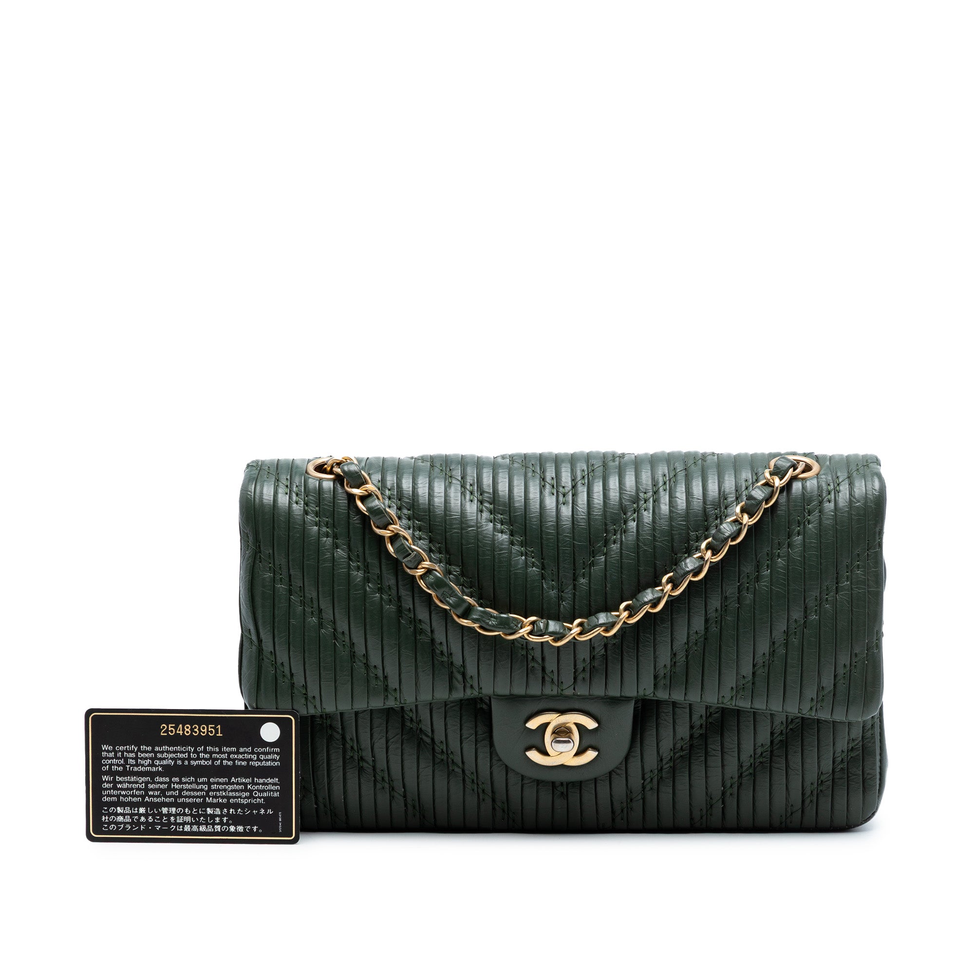 Chanel Medium Classic Chevron Calfskin Pleated Double Flap - image 8