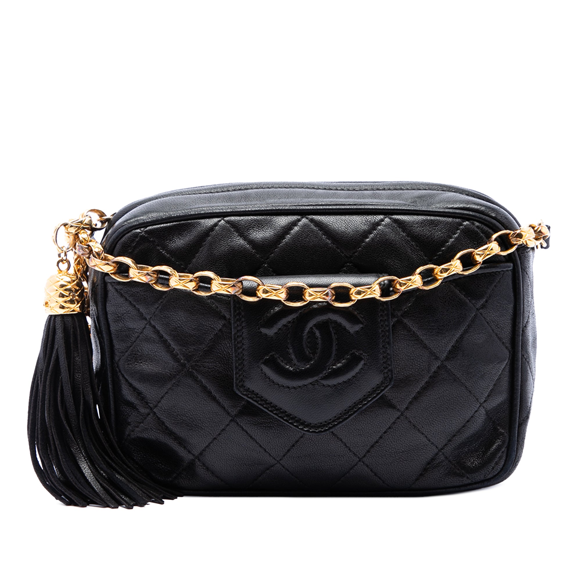 Chanel CC Quilted Lambskin Tassel Camera Bag - image 1