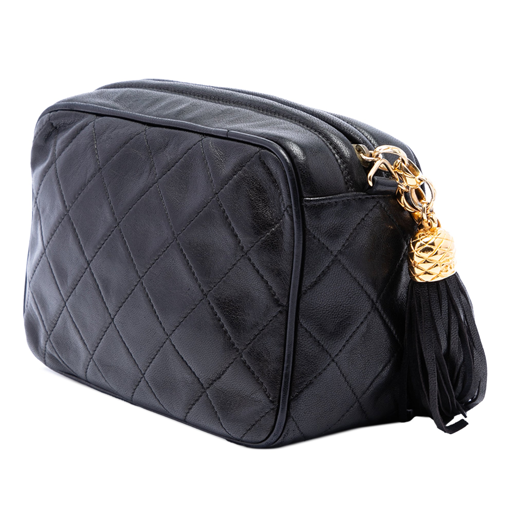 Chanel CC Quilted Lambskin Tassel Camera Bag - image 2