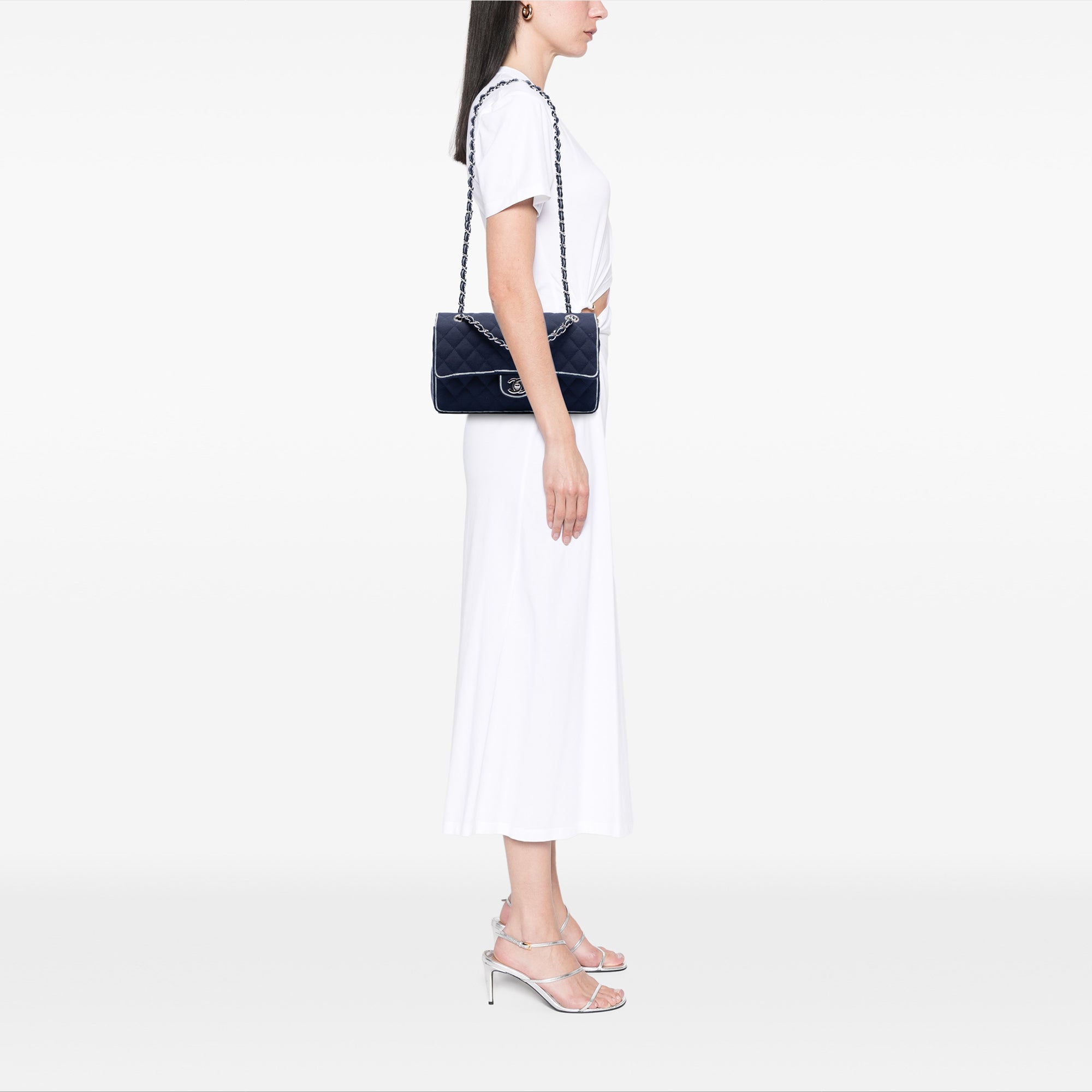 Chanel Medium Classic Printed Grosgrain Double Flap - image 8