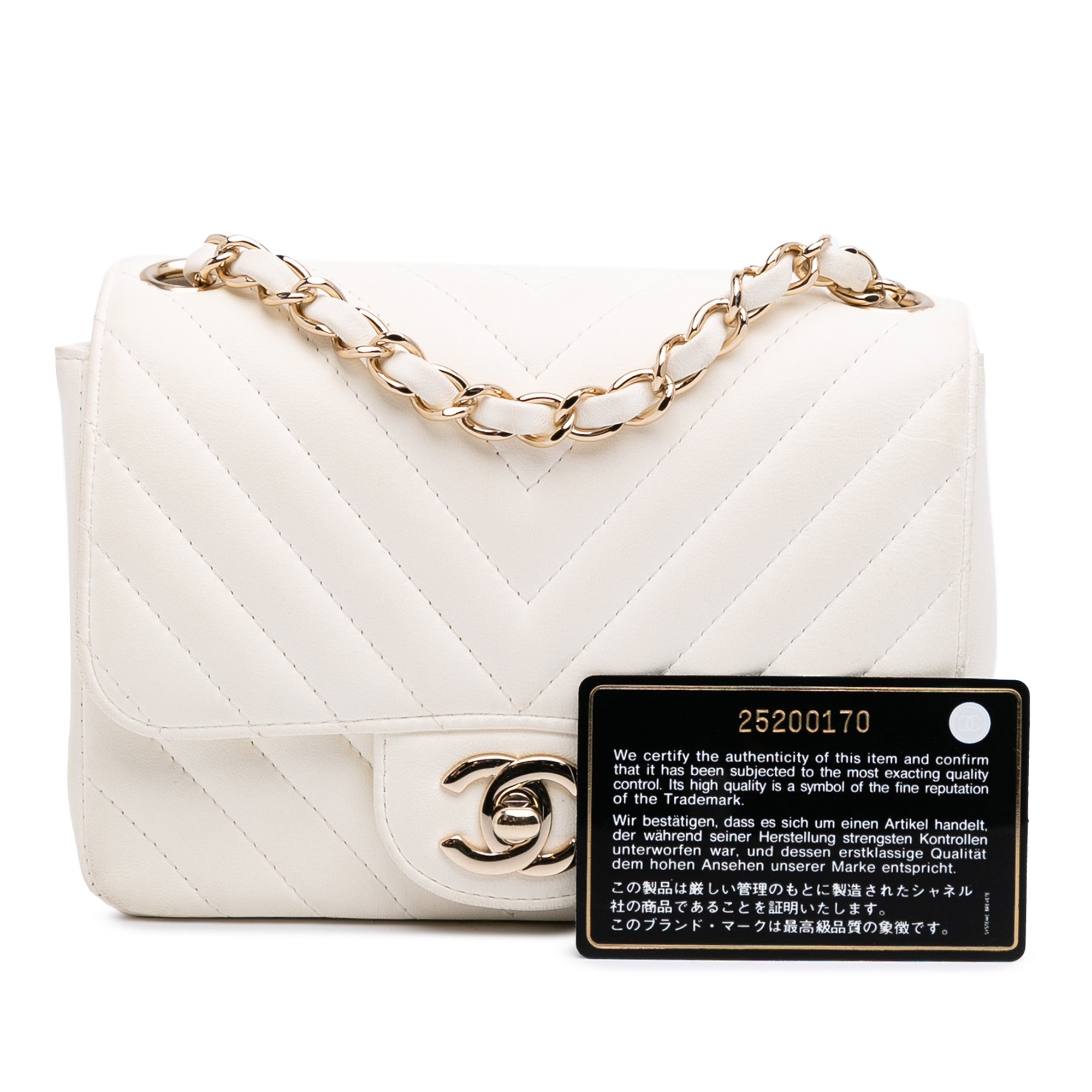 Chanel Mini Square Classic Chevron Lambskin Single Flap - image 12