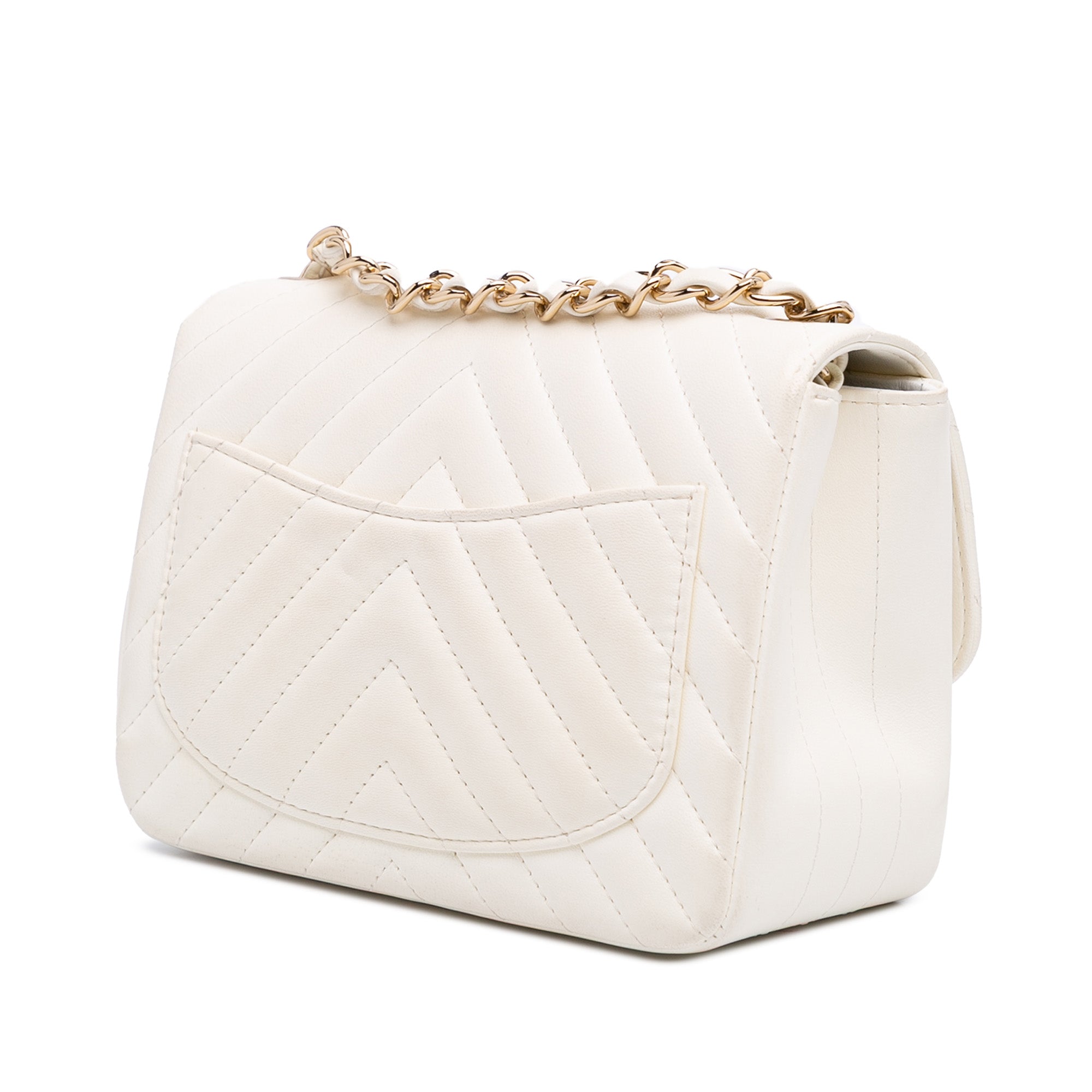 Chanel Mini Square Classic Chevron Lambskin Single Flap - image 2