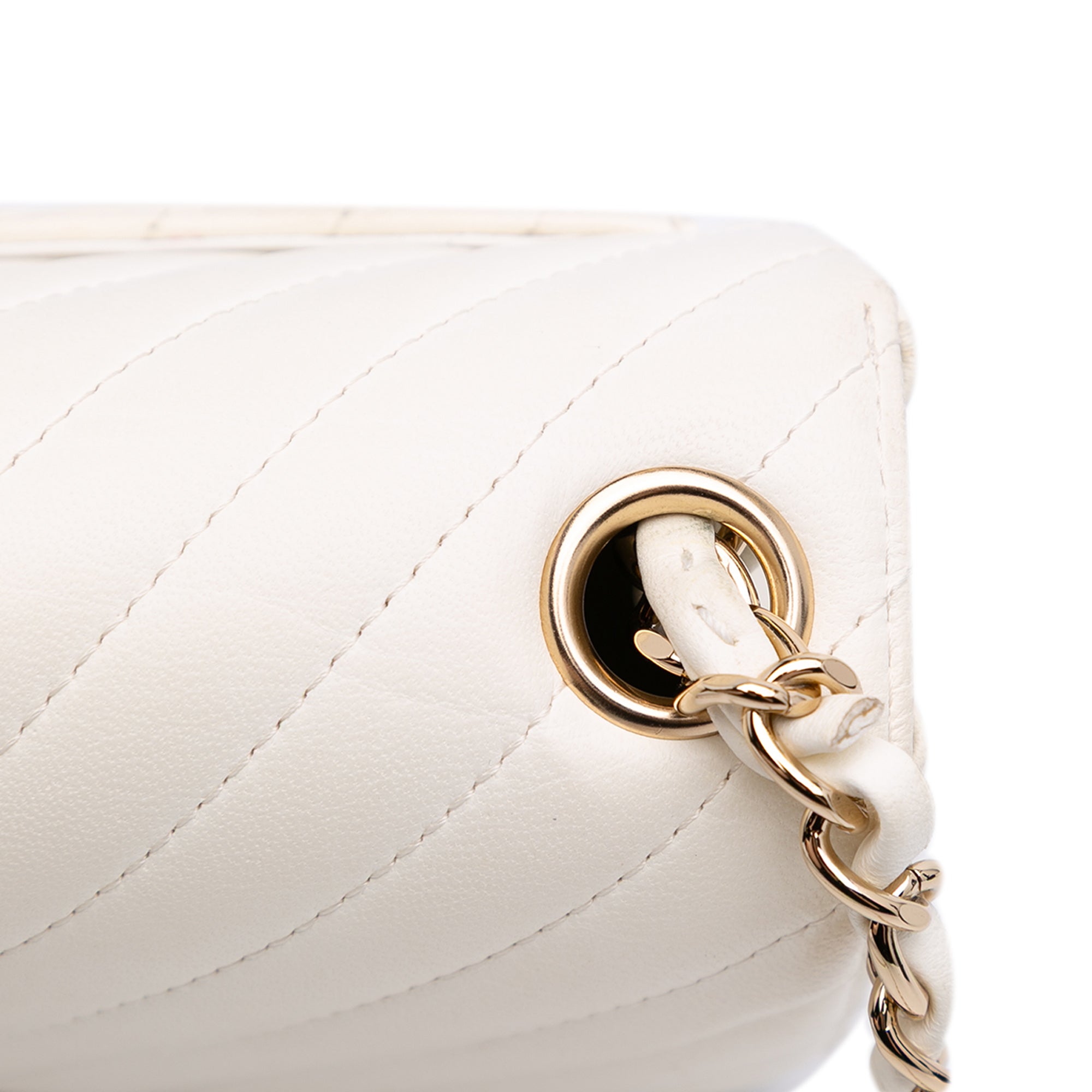 Chanel Mini Square Classic Chevron Lambskin Single Flap - image 9