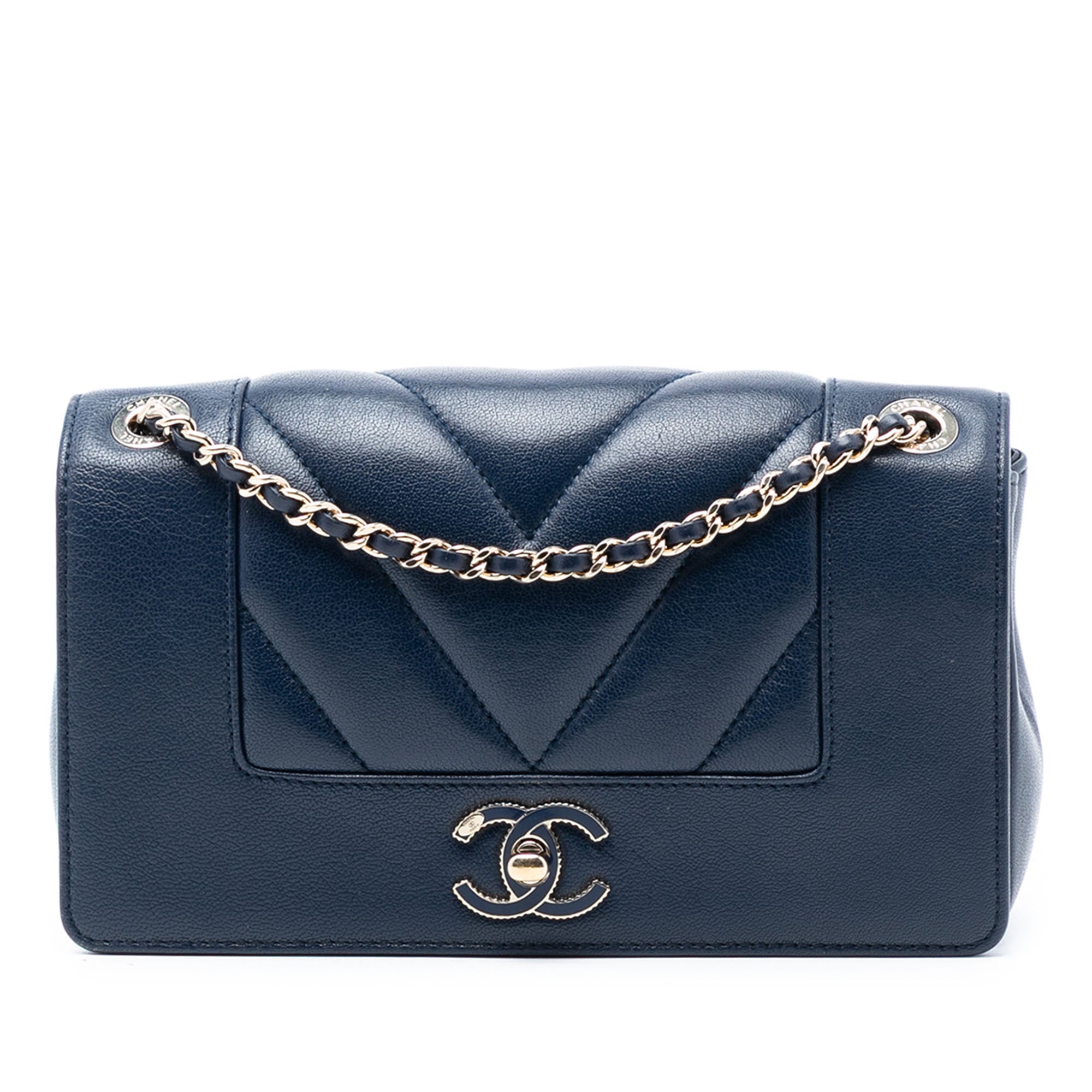 Chanel Mini Quilted Chevron Sheepskin Mademoiselle Vintage Flap - image 1