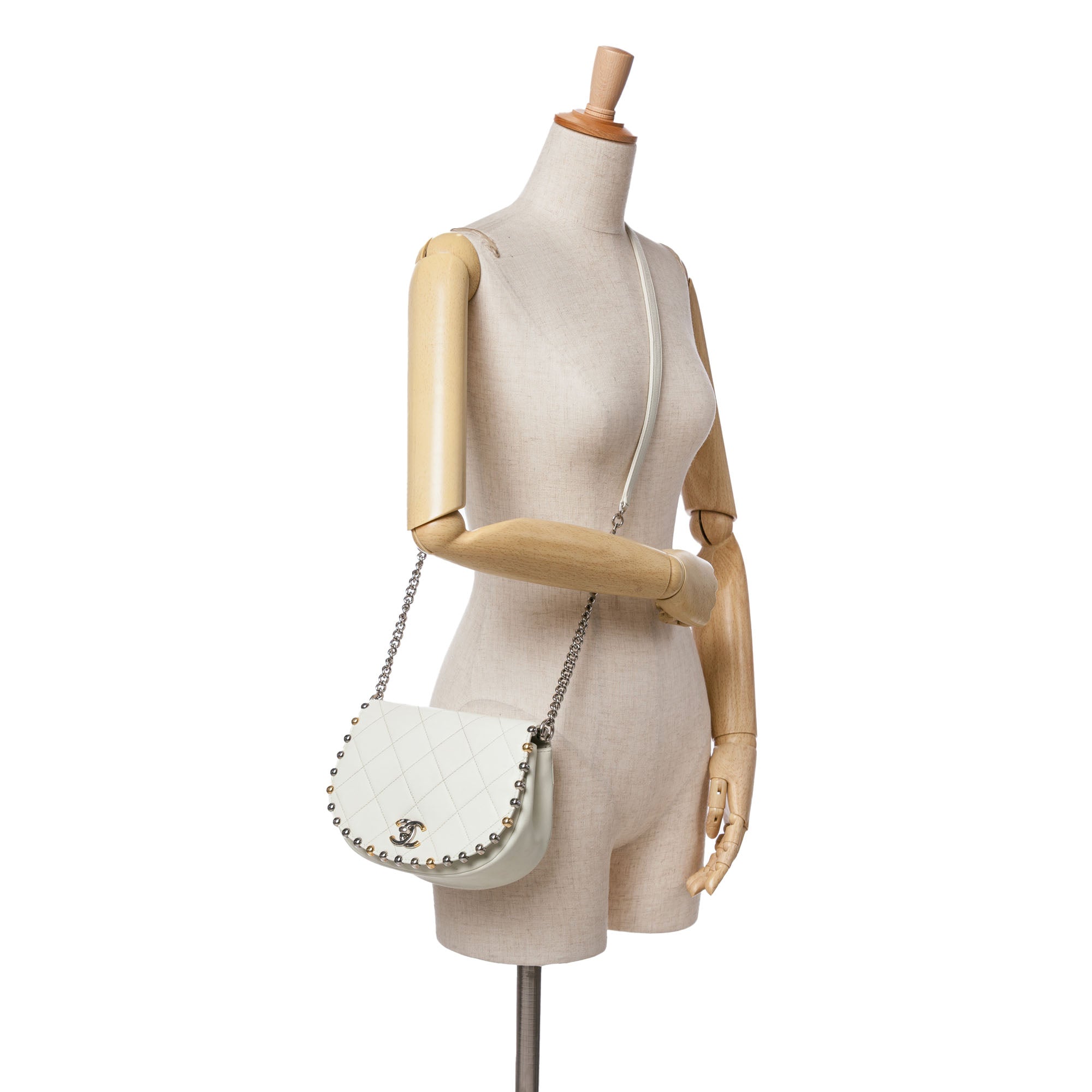 Chanel Small Quilted Lambskin Studded Bubble Flap - image 10