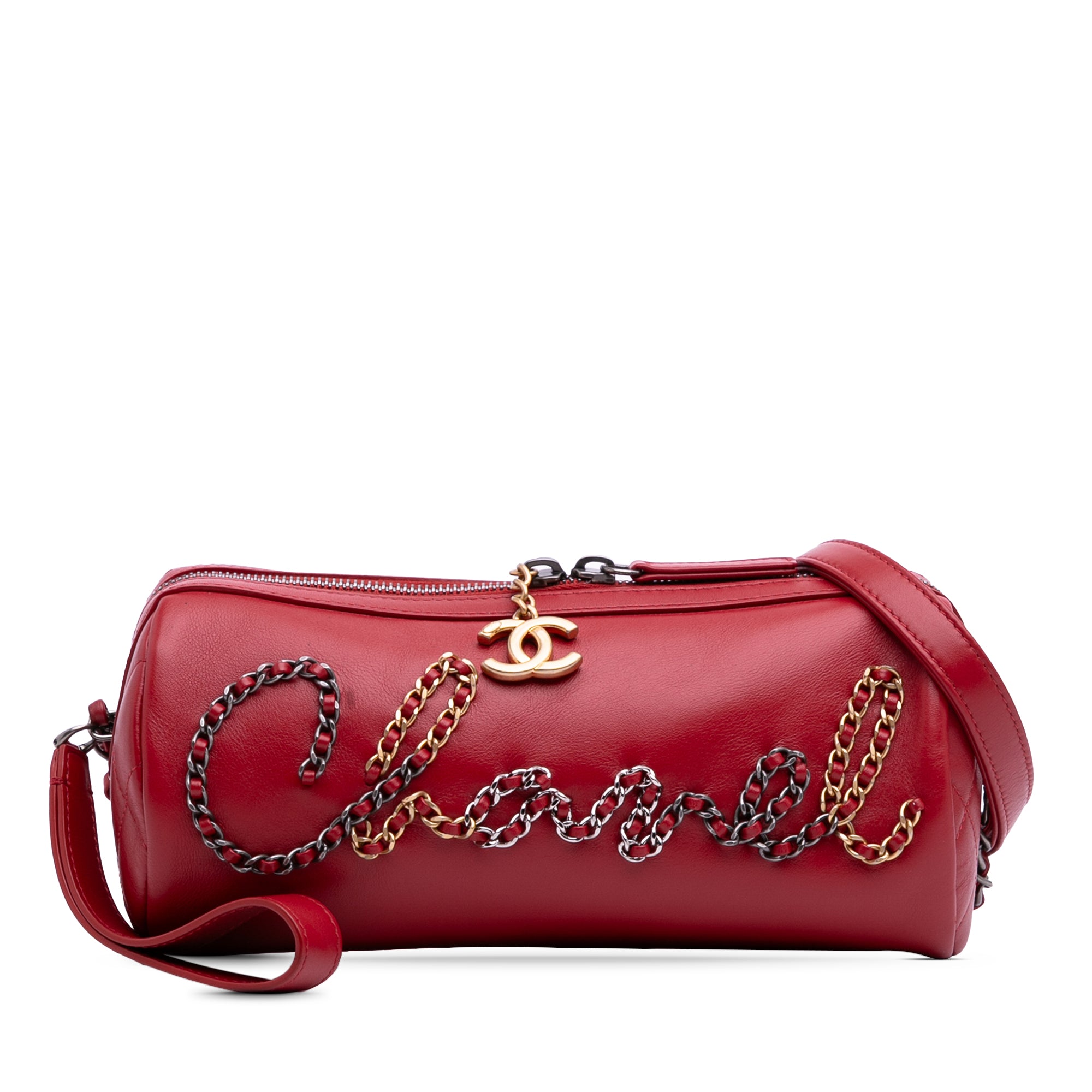 Chanel Calfskin Signature Chain Signe Bowling Bag - image 1