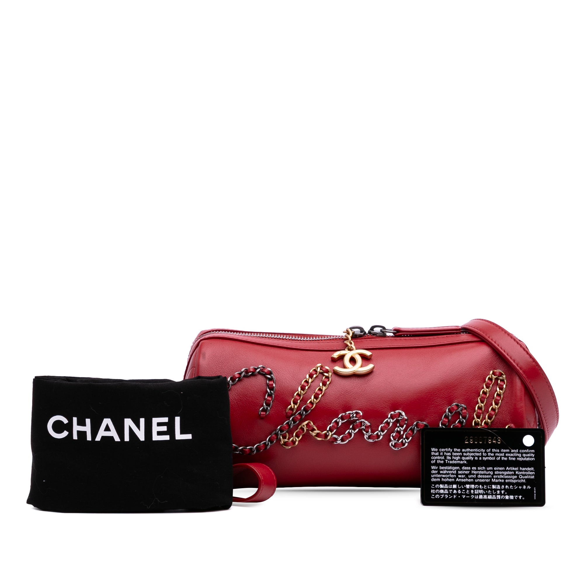 Chanel Calfskin Signature Chain Signe Bowling Bag - image 12