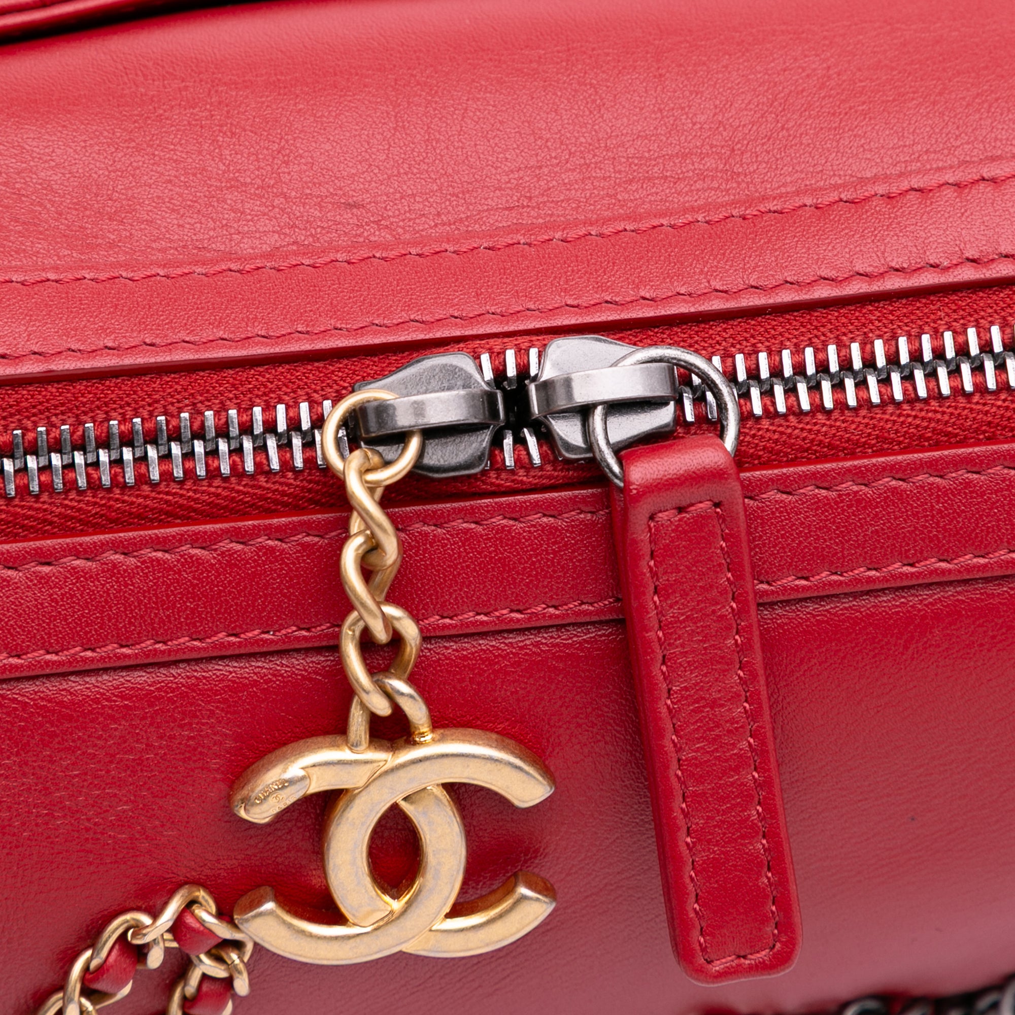 Chanel Calfskin Signature Chain Signe Bowling Bag - image 8