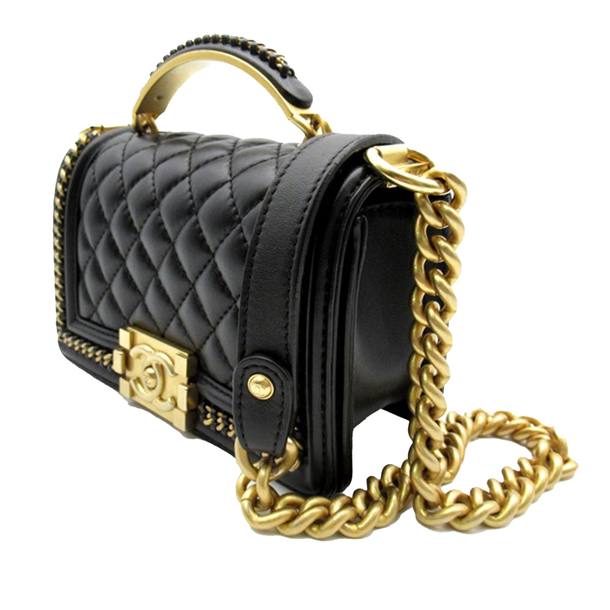 Chanel Small Quilted Lambskin Chain Around Boy Top Handle Flap - image 2