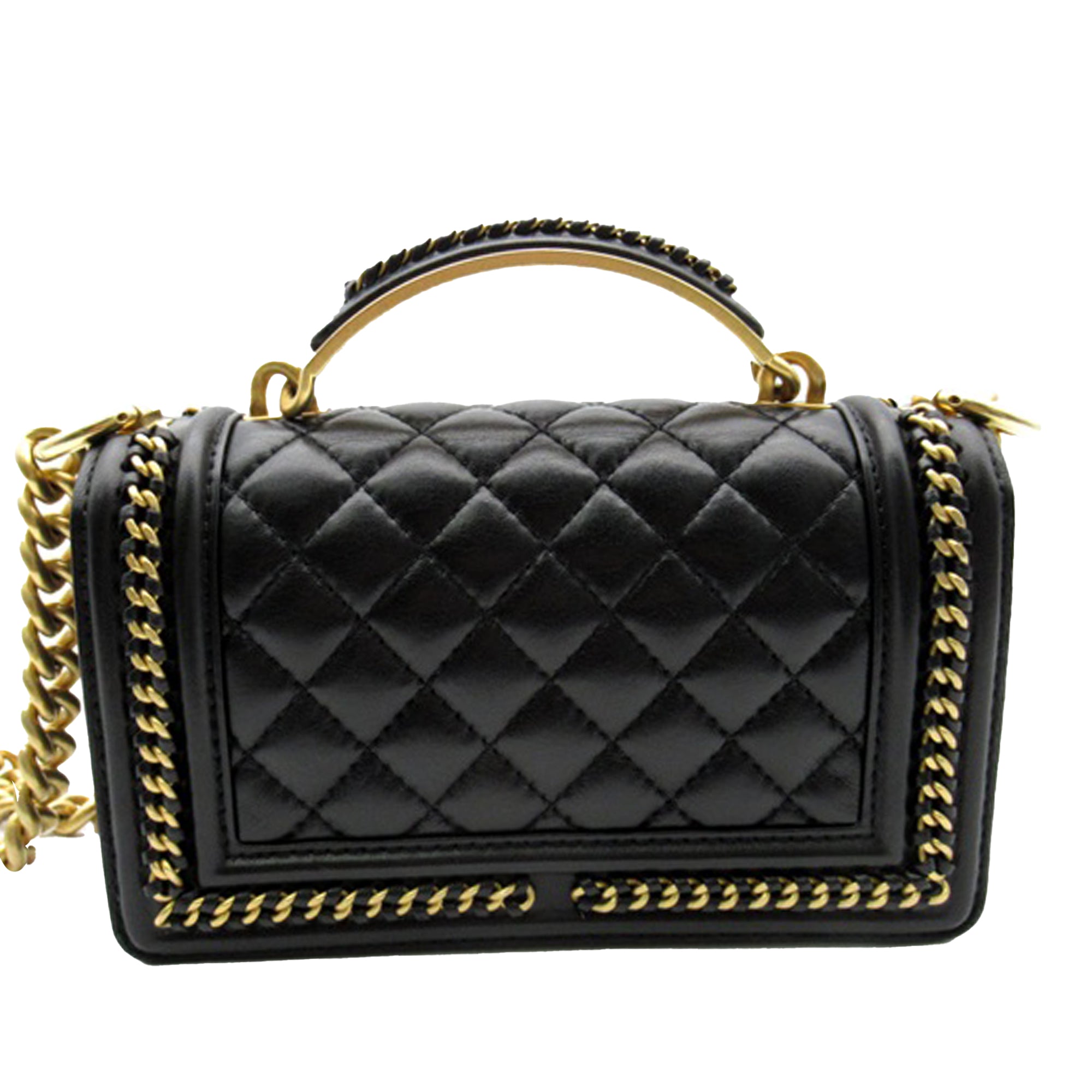 Chanel Small Quilted Lambskin Chain Around Boy Top Handle Flap - image 3