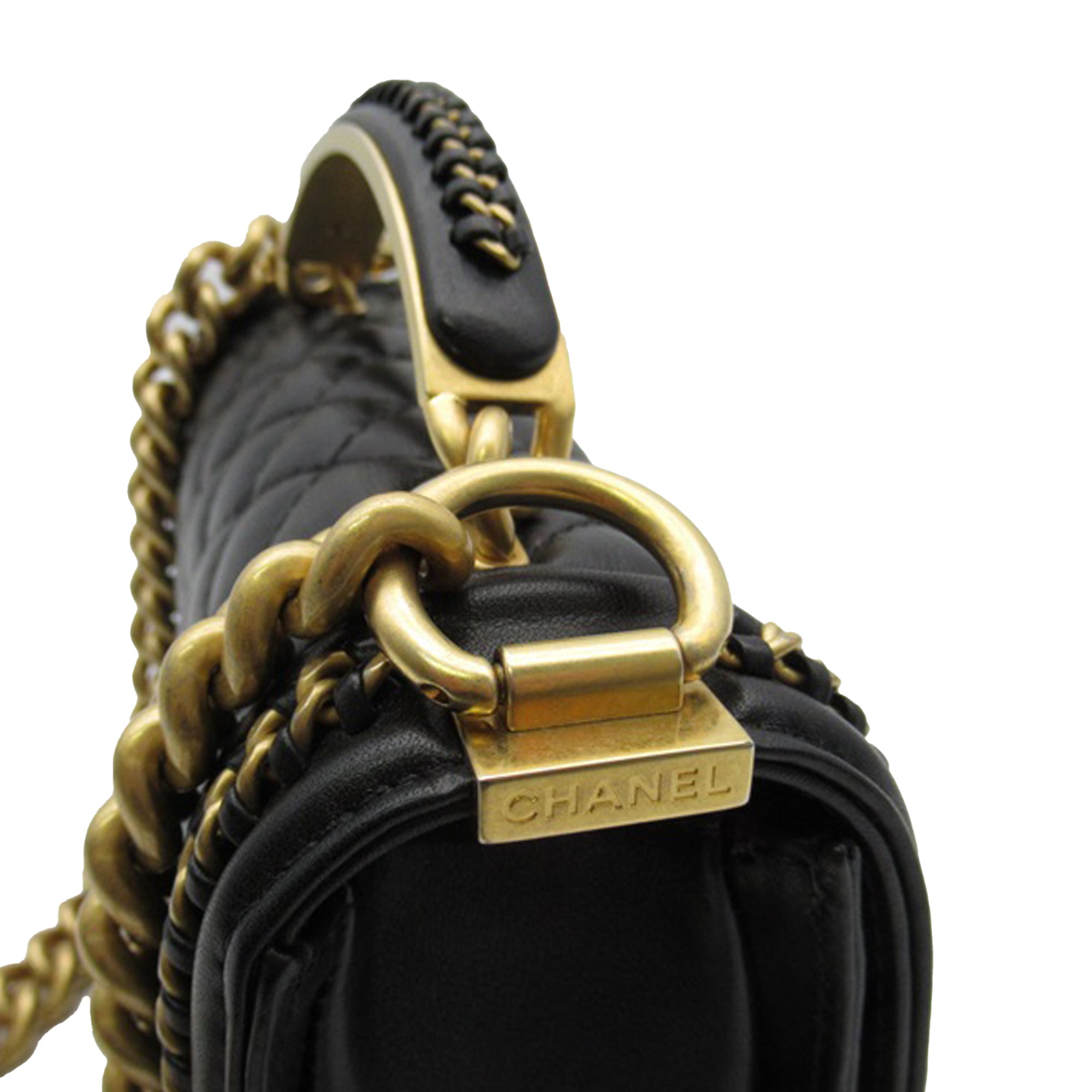Chanel Small Quilted Lambskin Chain Around Boy Top Handle Flap - image 9