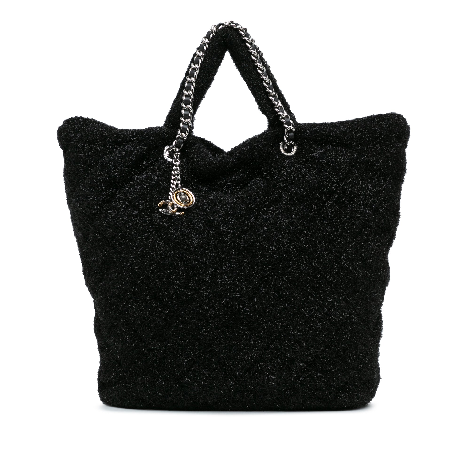 Chanel Large Quilted Knit Pluto Glitter Satchel - image 1