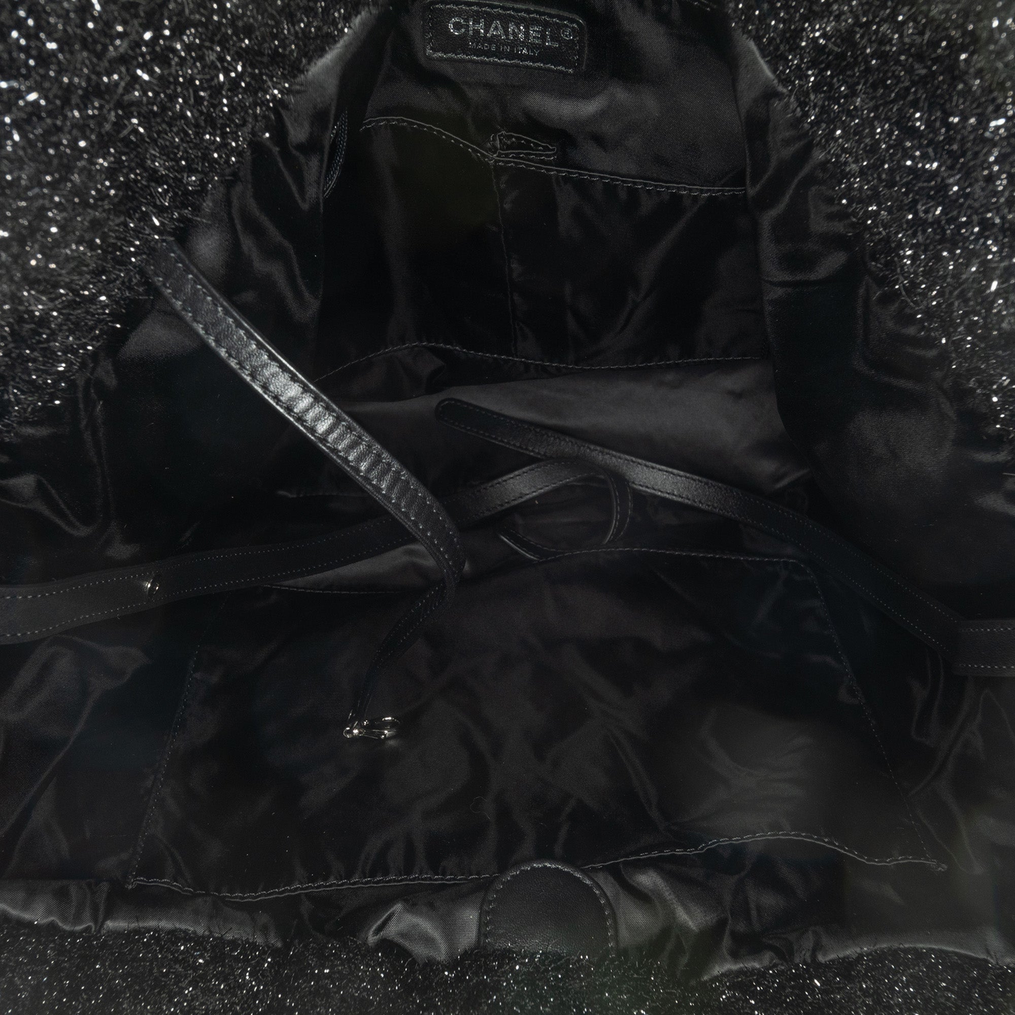 Chanel Large Quilted Knit Pluto Glitter Satchel - image 4