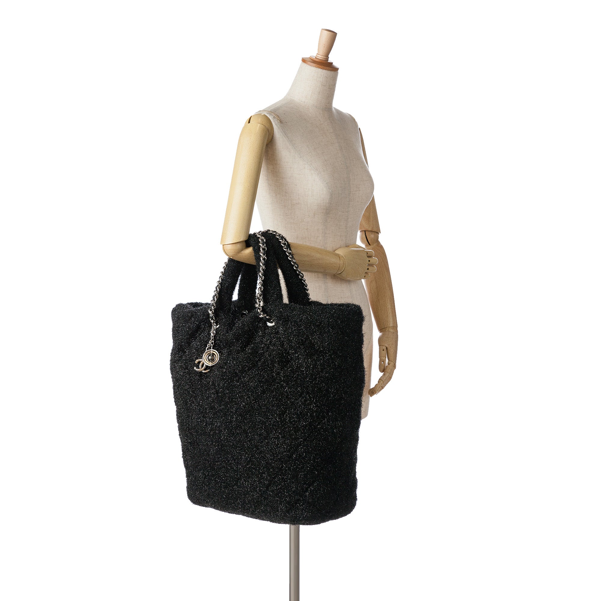 Chanel Large Quilted Knit Pluto Glitter Satchel - image 7