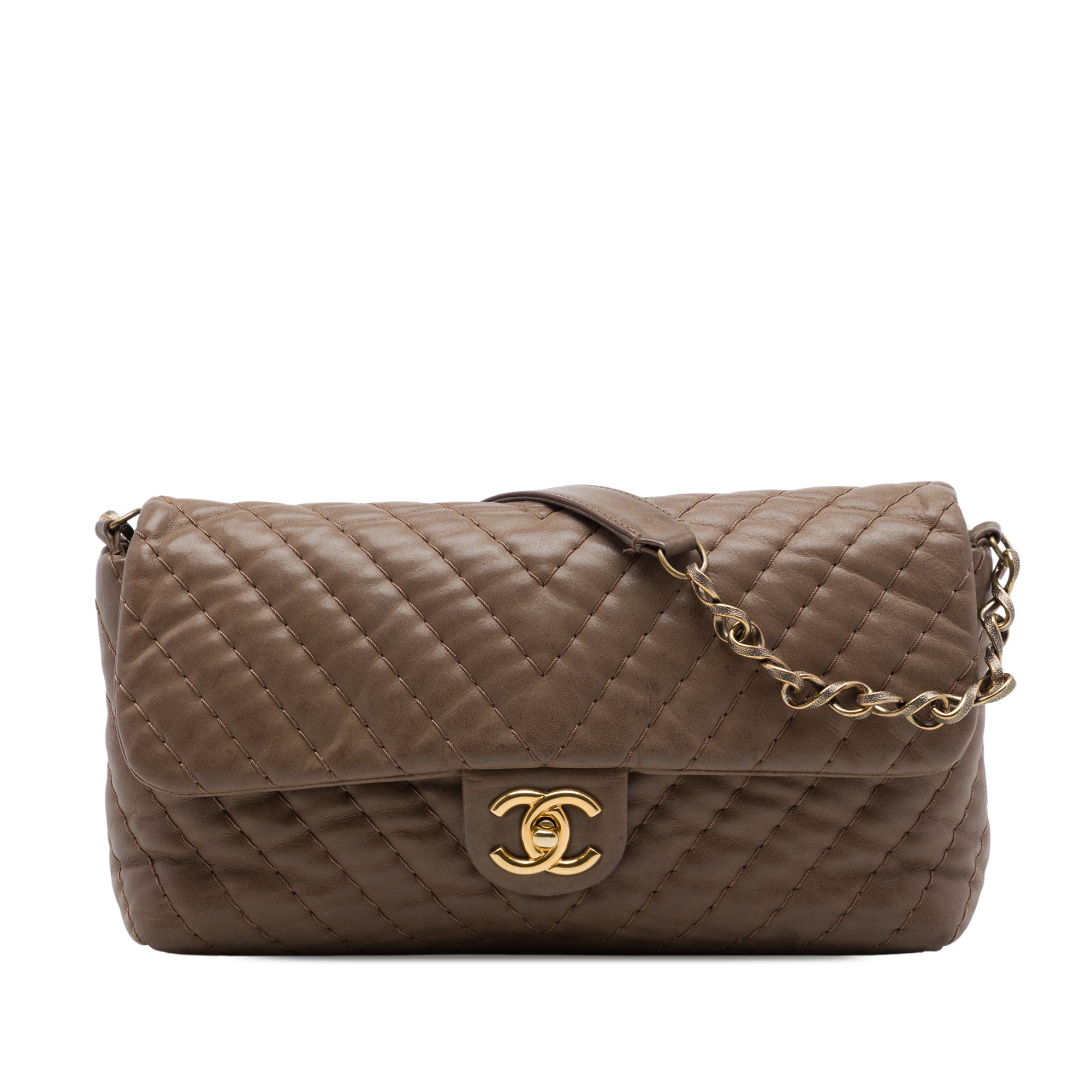 Chanel Jumbo Chevron Iridescent Calfskin Surpique Flap - image 1