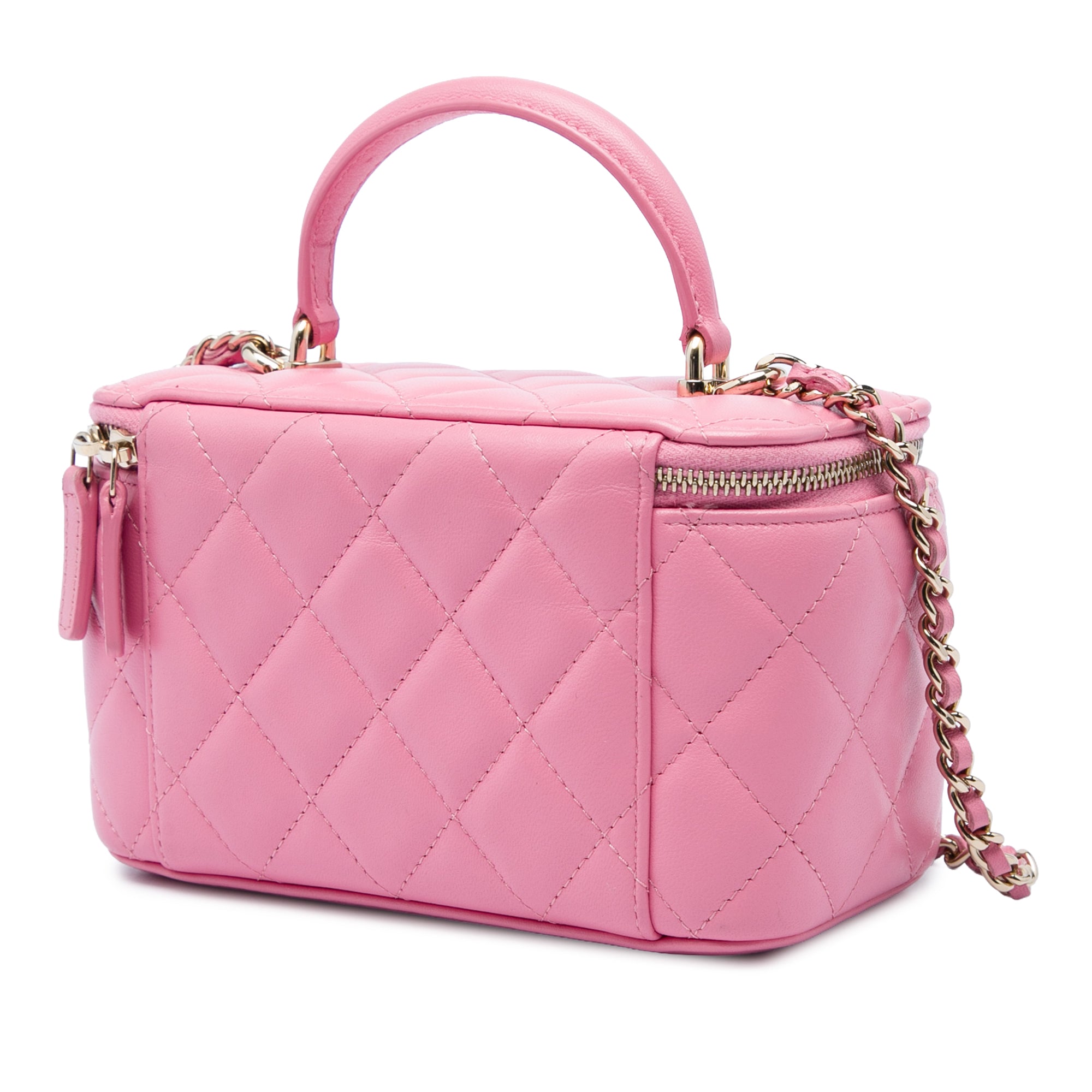 Chanel Small Lambskin Top Handle Vanity Case with Chain - image 2