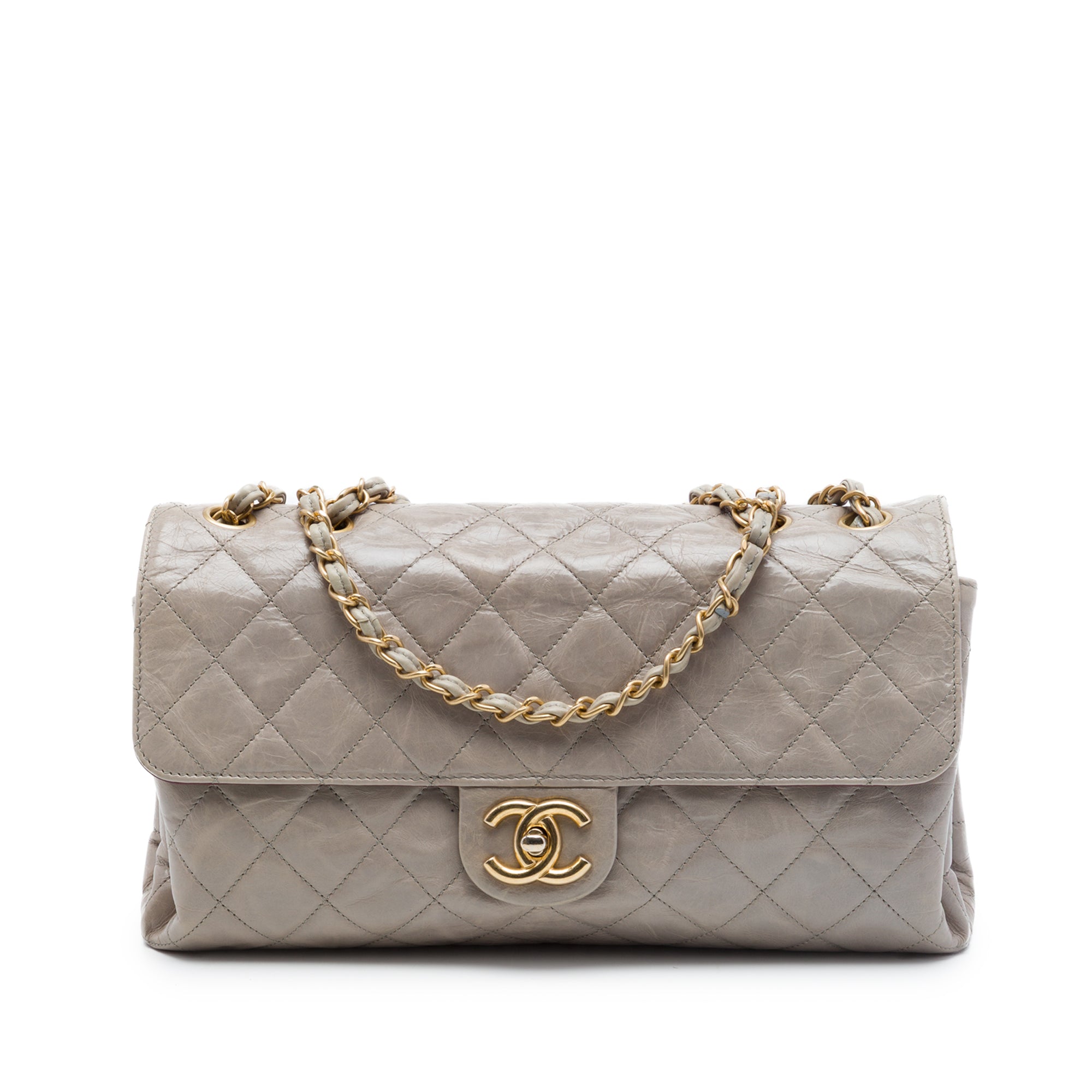 Chanel Jumbo CC Quilted Crumpled Calfskin Straight Flap - image 1