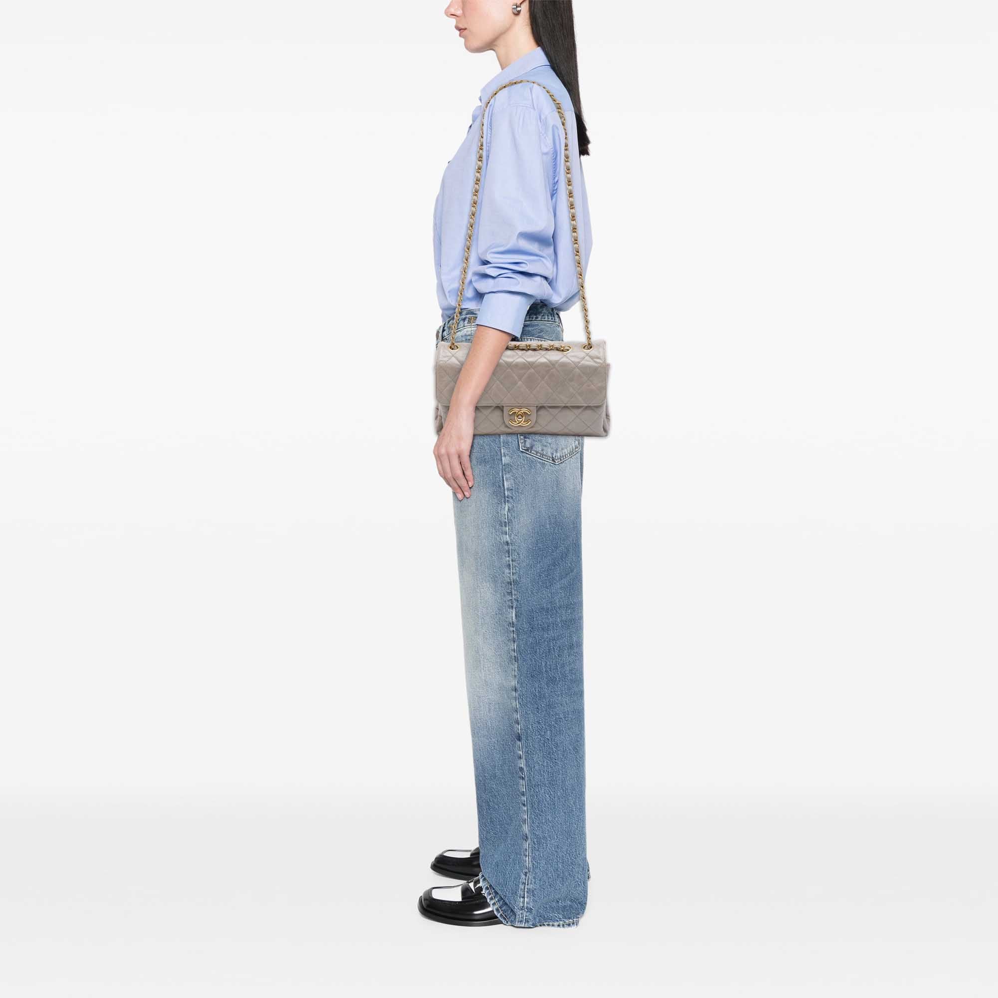 Chanel Jumbo CC Quilted Crumpled Calfskin Straight Flap - image 6