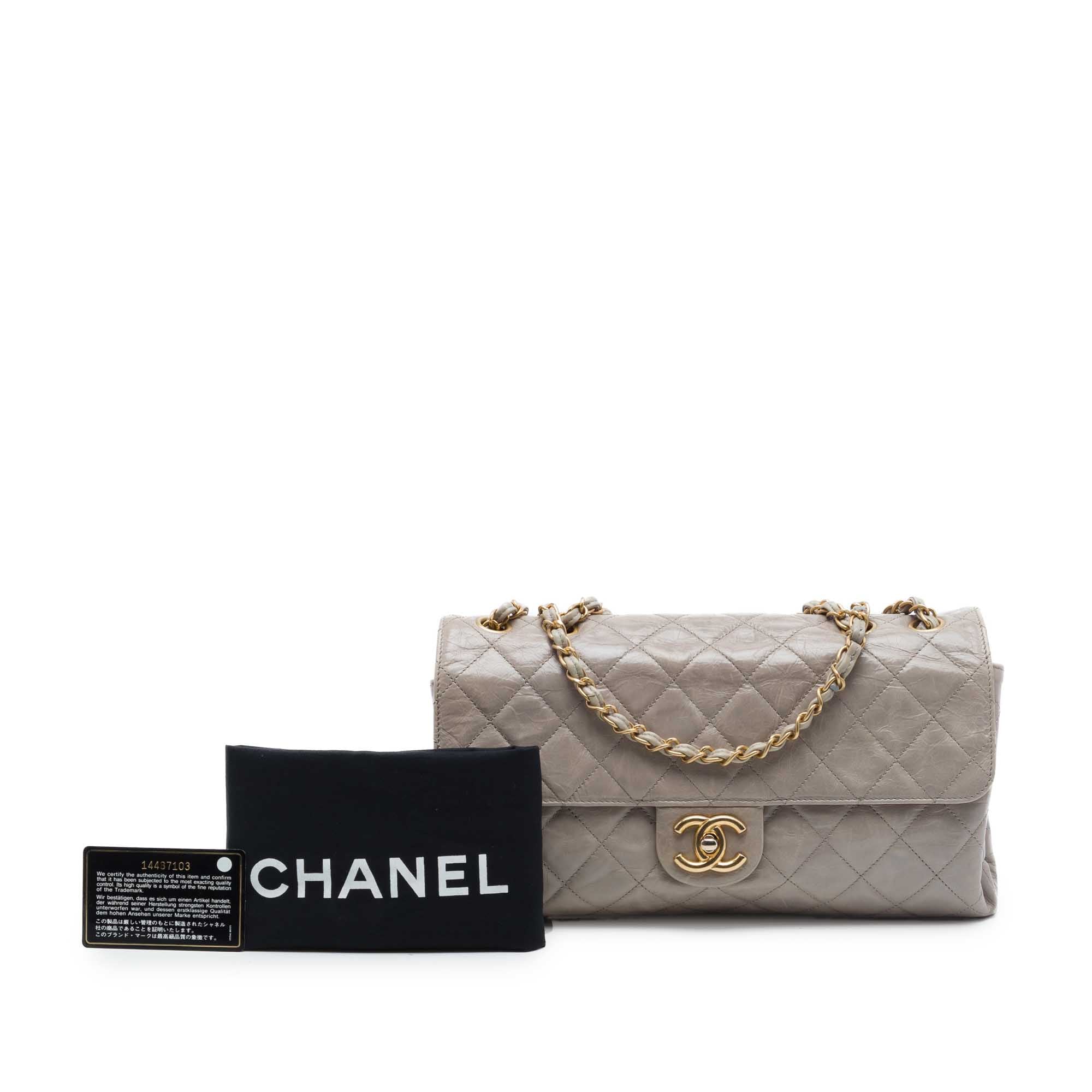 Chanel Jumbo CC Quilted Crumpled Calfskin Straight Flap - image 7