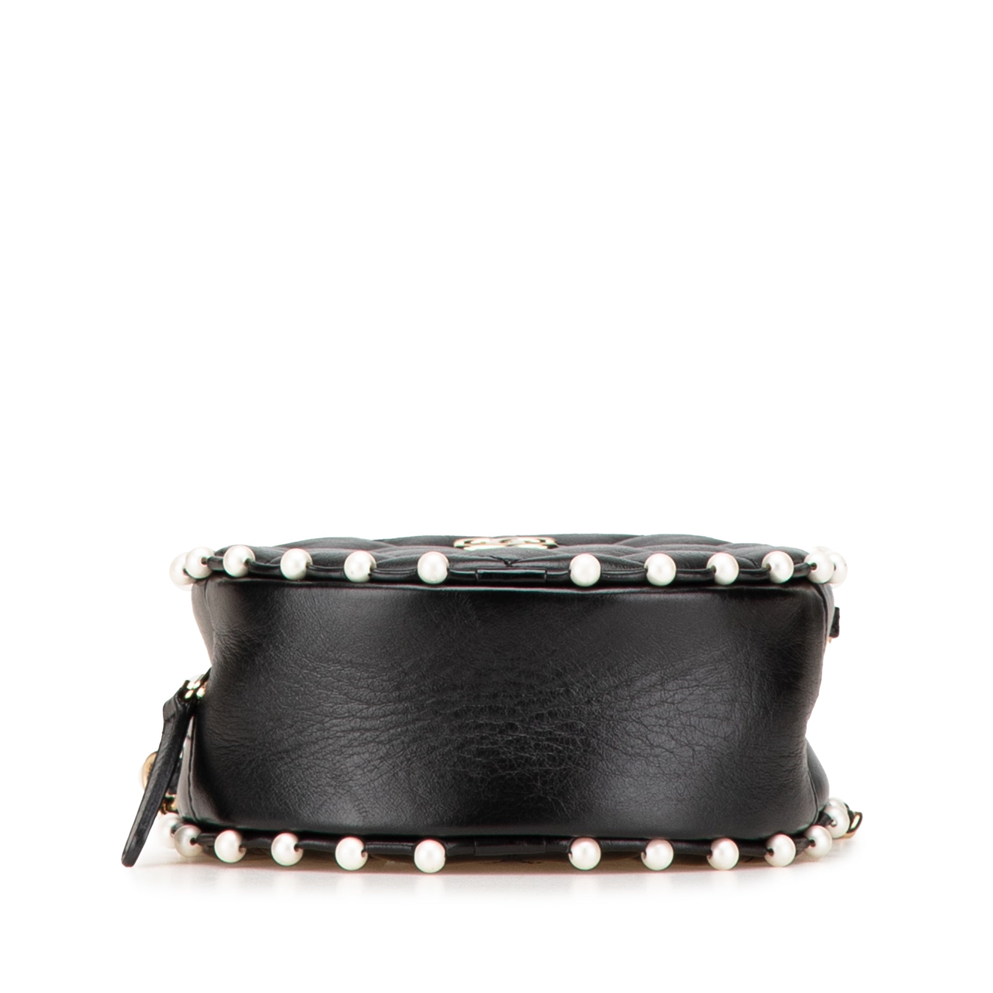 Chanel Quilted Calfskin Pearl Studded Round Clutch with Chain - image 3