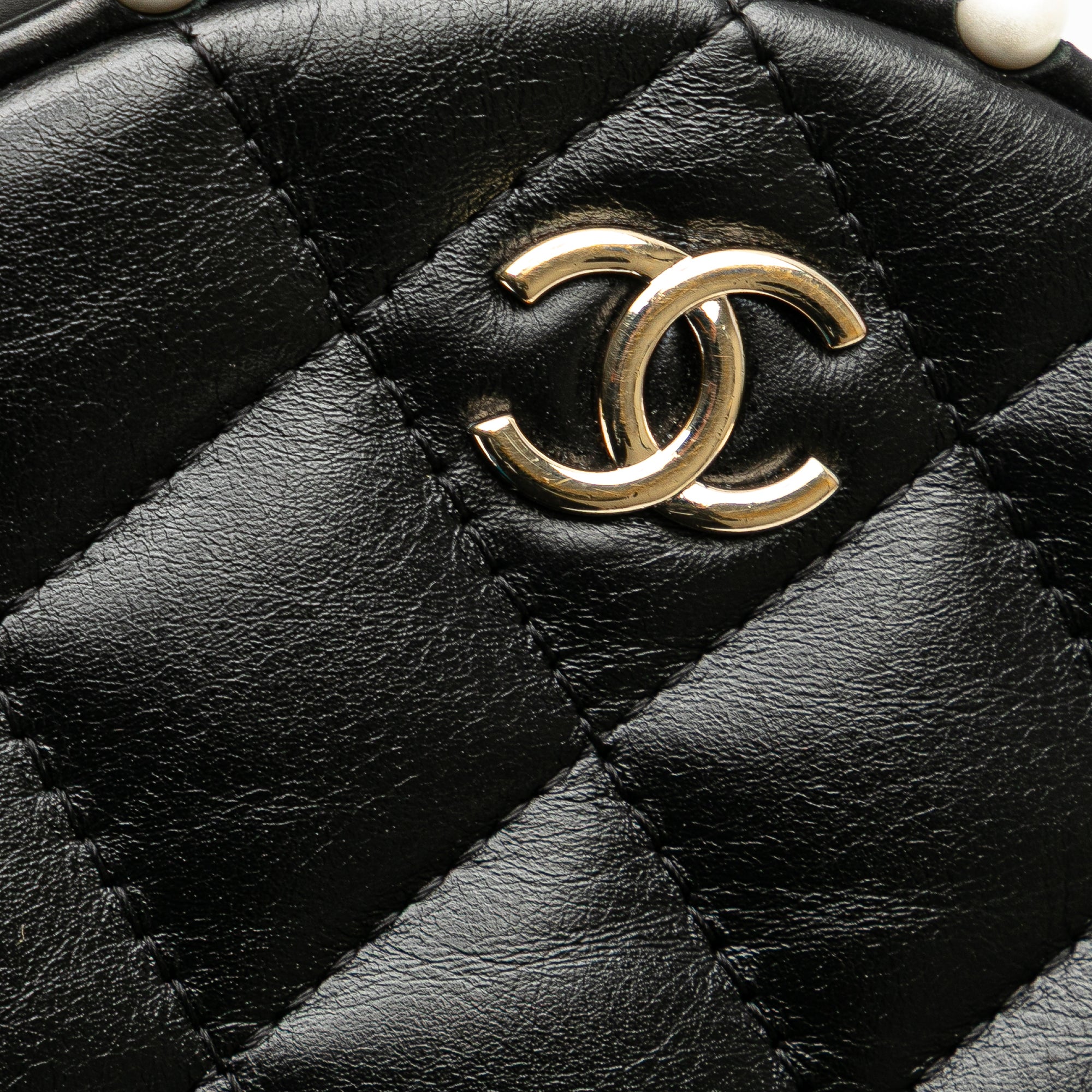 Chanel Quilted Calfskin Pearl Studded Round Clutch with Chain - image 8