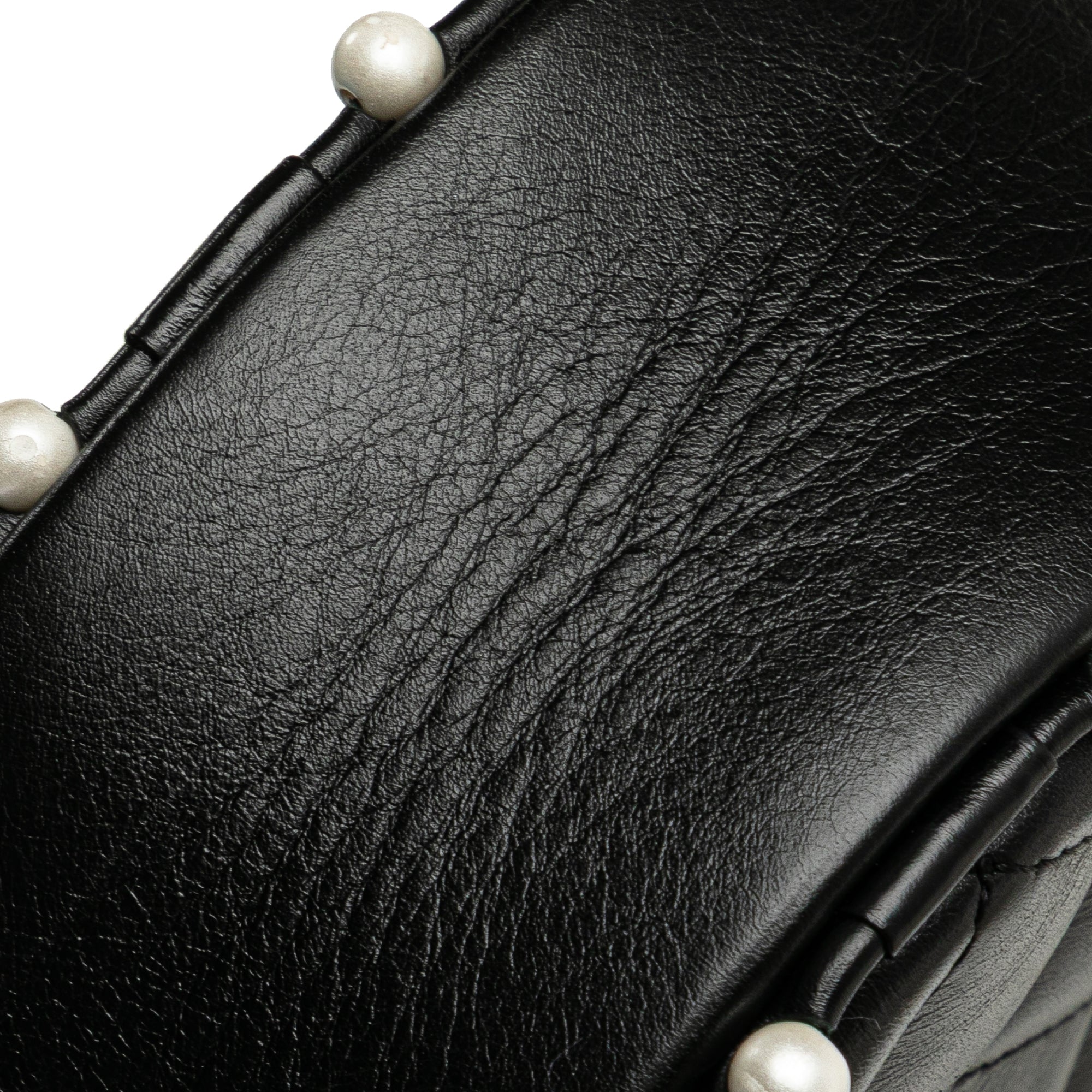 Chanel Quilted Calfskin Pearl Studded Round Clutch with Chain - image 9