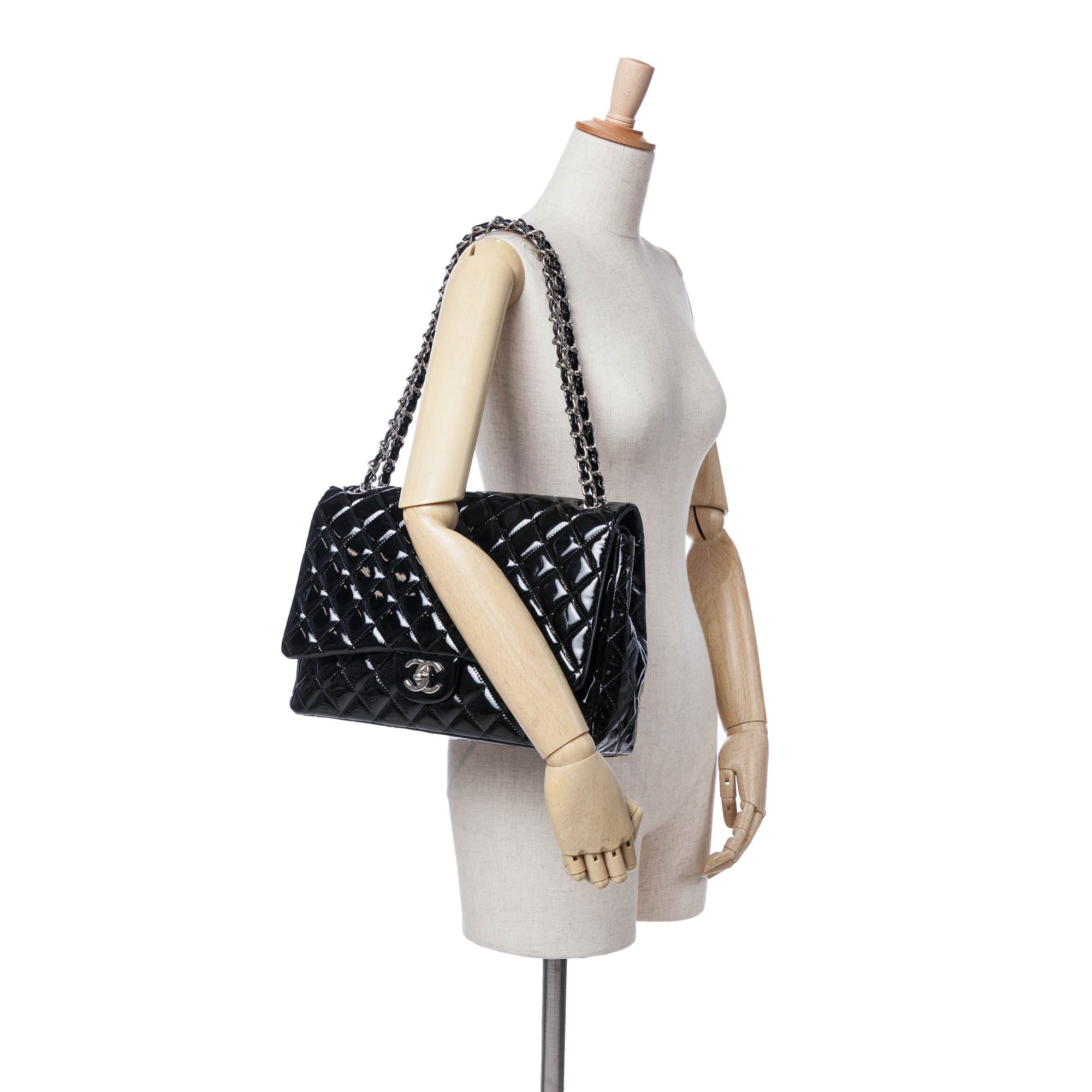 Chanel Maxi Classic Patent Double Flap - image 11