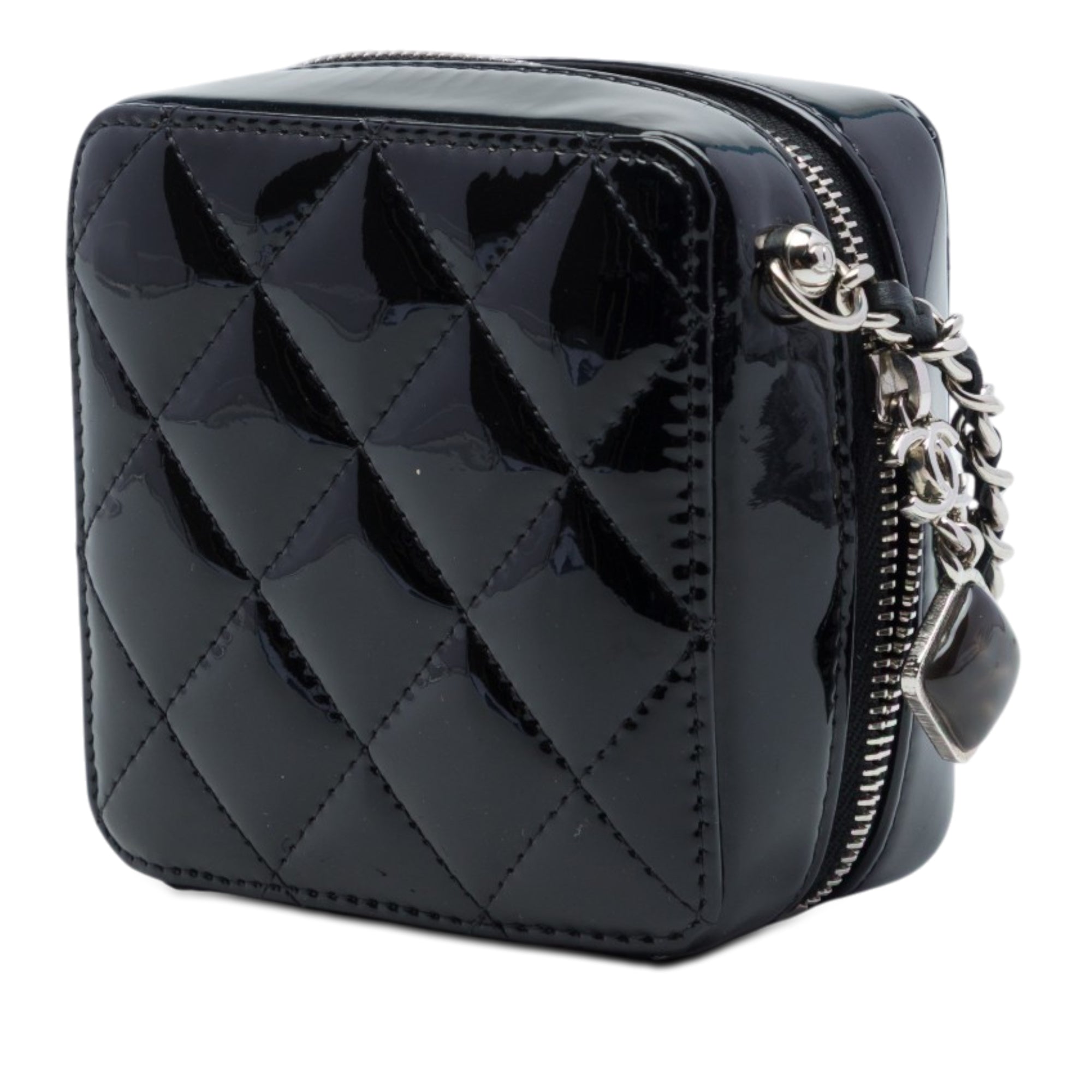 Chanel CC Quilted Patent Diamond Resin Clutch With Chain - image 2