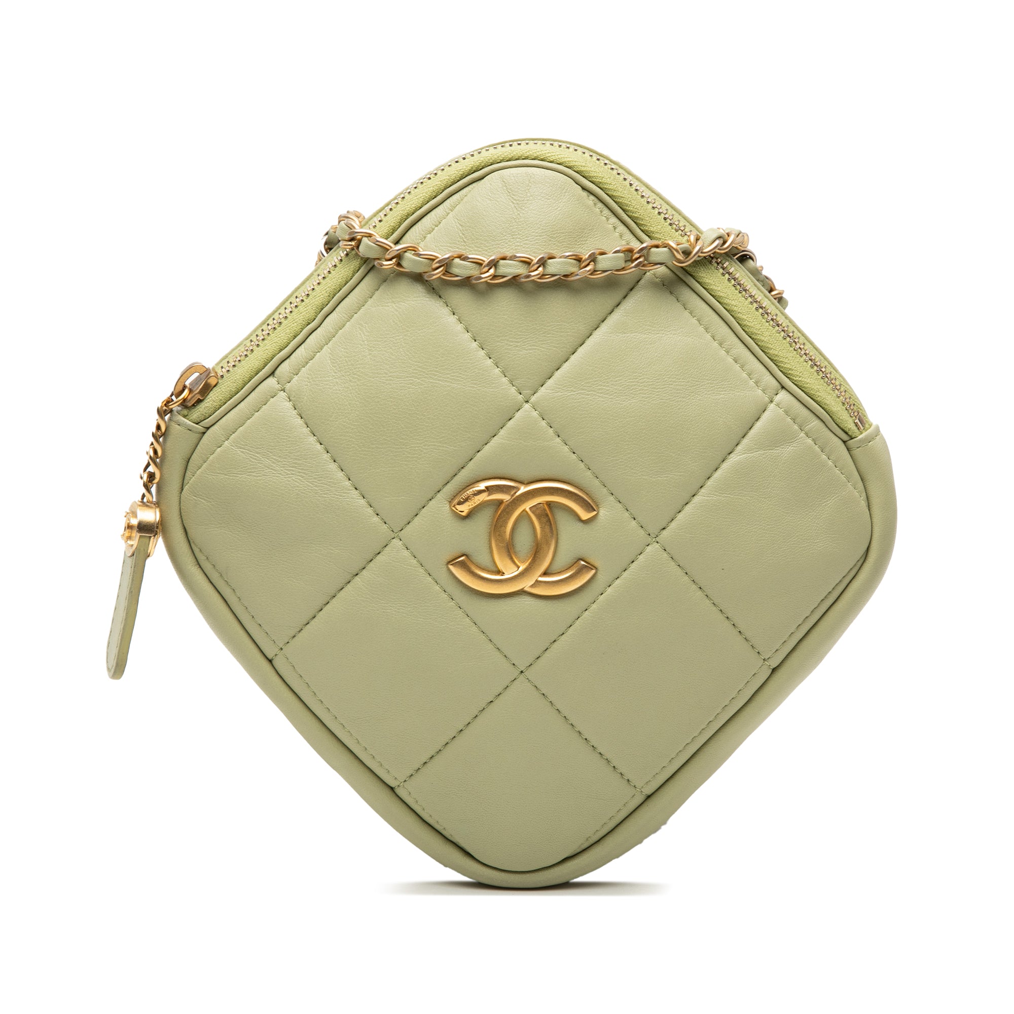 Chanel CC Quilted Lambskin Diamond Clutch with Chain - image 1
