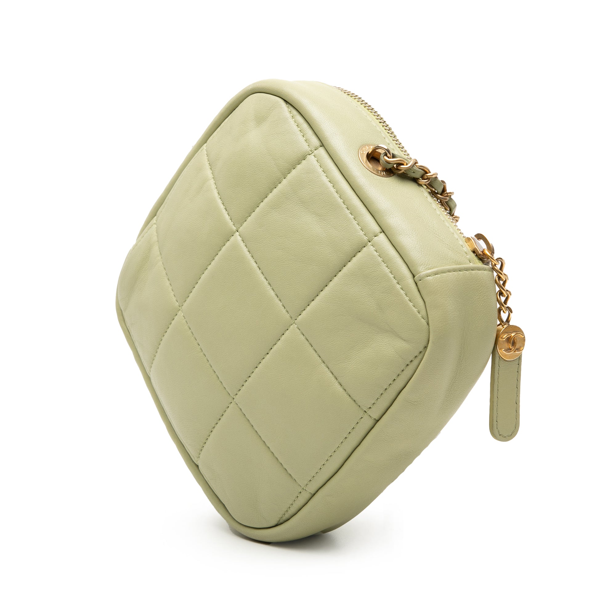Chanel CC Quilted Lambskin Diamond Clutch with Chain - image 2