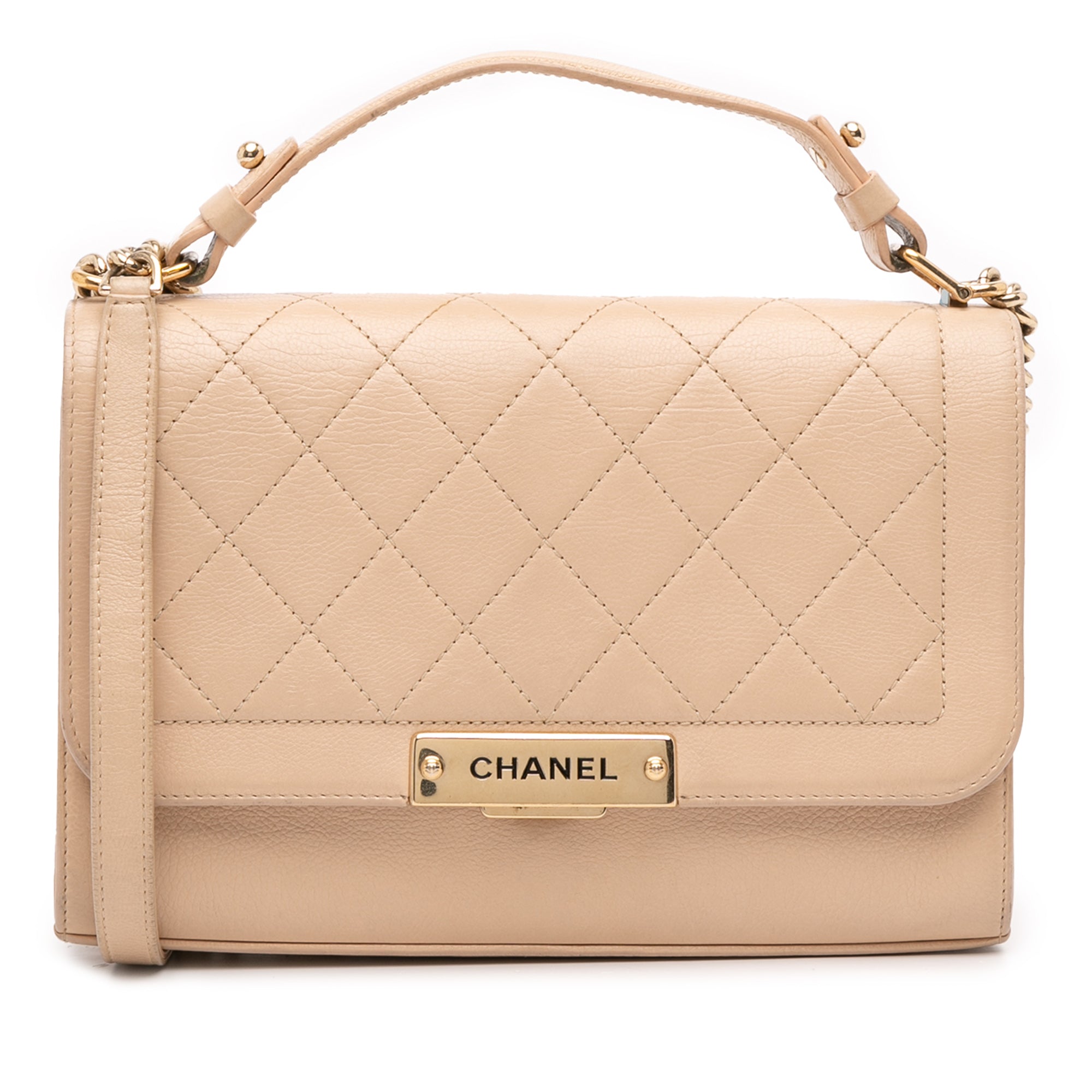 Chanel Medium Quilted Calfskin Label Click Flap - image 1