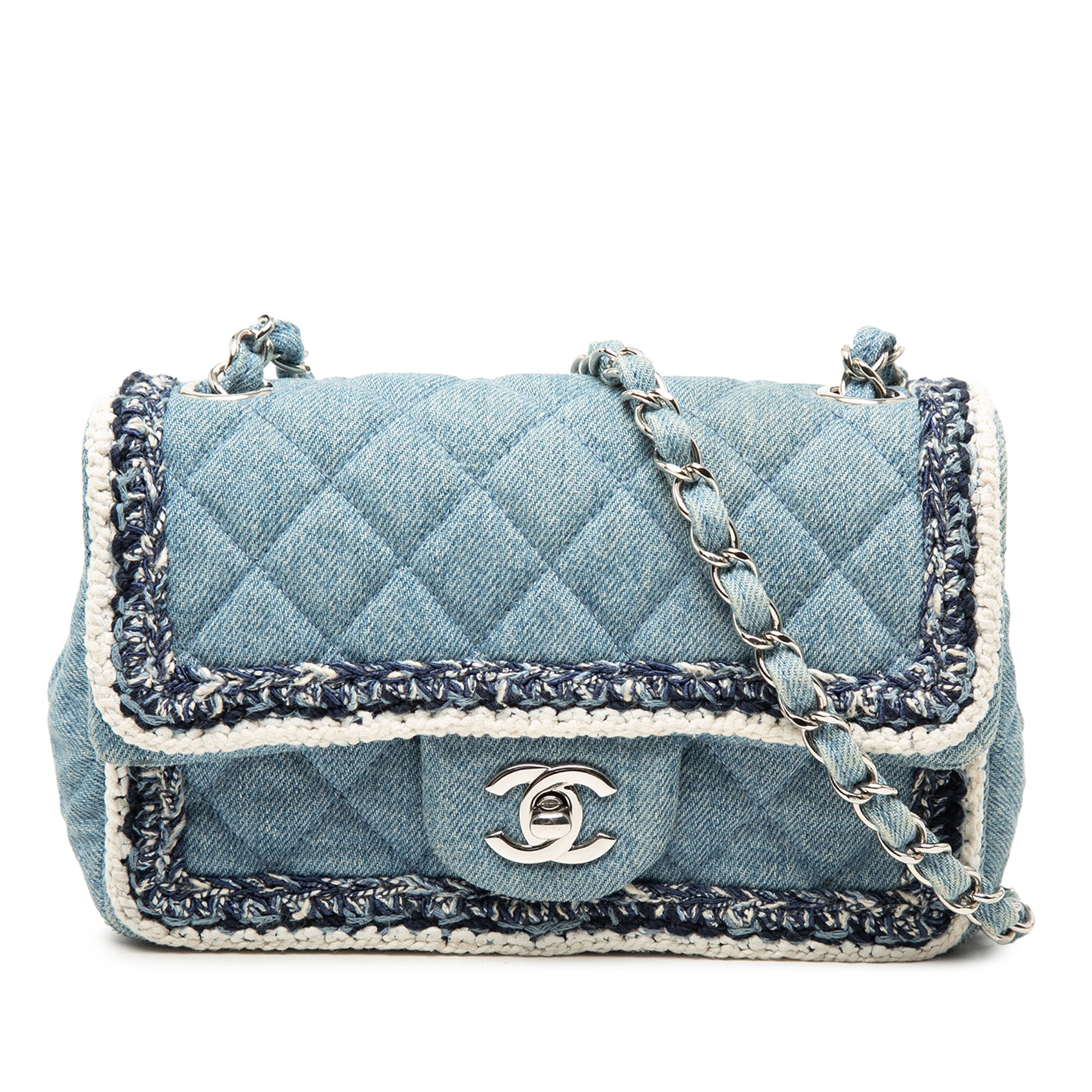Chanel Mini Rectangular Classic Denim Braided Single Flap - image 1
