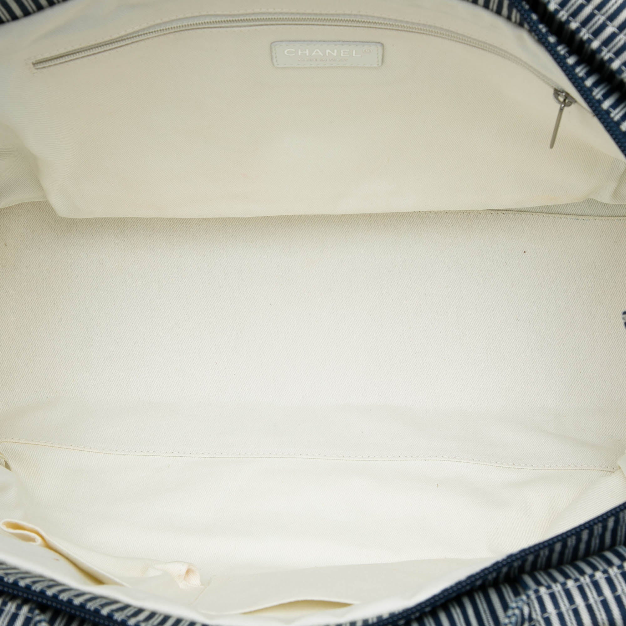 Chanel CC Striped Canvas Shopper Tote - image 4