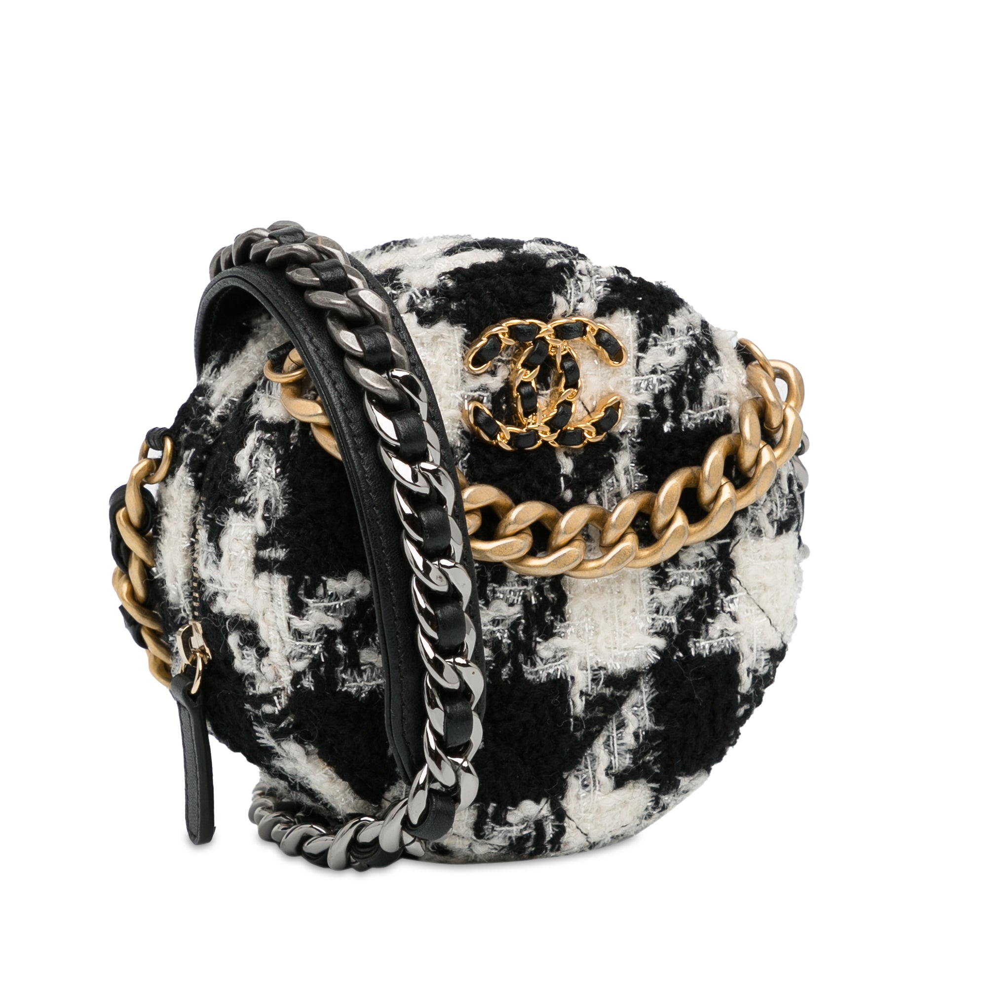 Chanel Tweed 19 Round Clutch with Chain - image 2