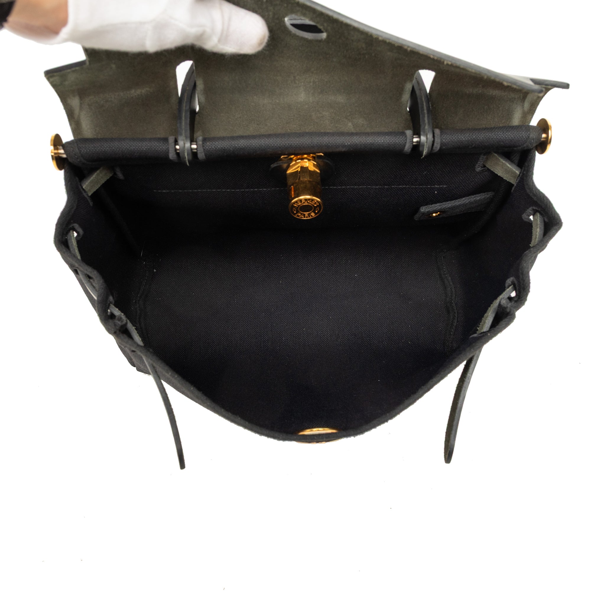 Hermès Military Toile and Vache Hunter Herbag Zip 31 - image 4